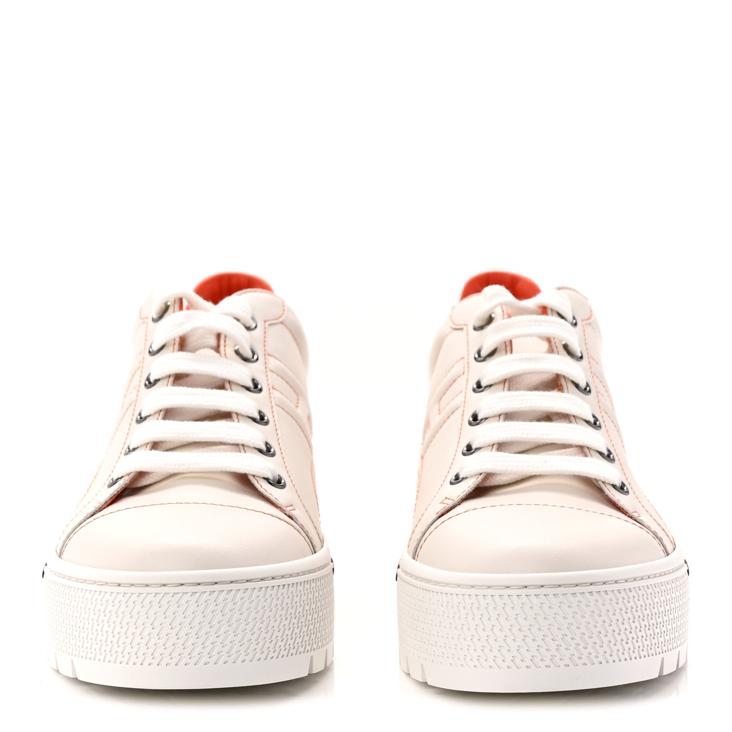 Calfskin Womens Voltage Sneakers 38 White Orange