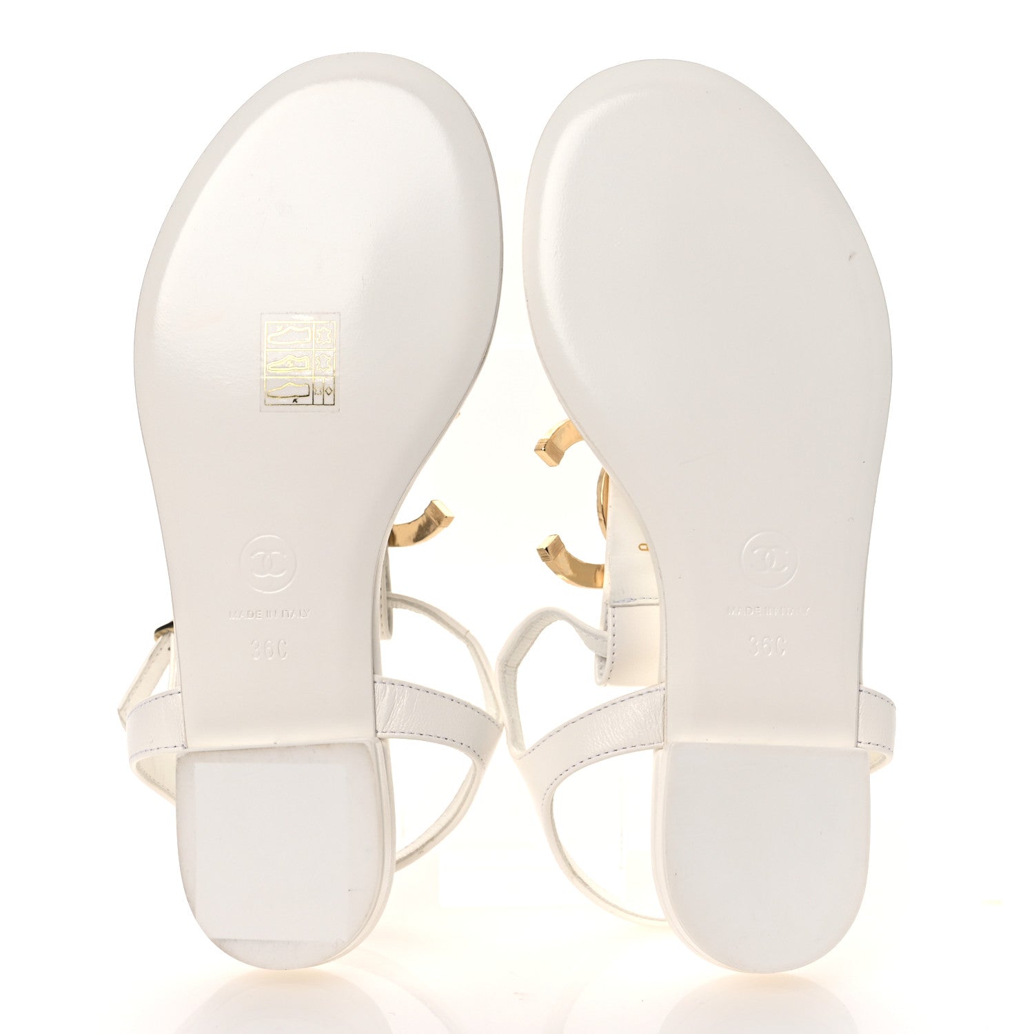 Lambskin CC Thong Sandals 36 White