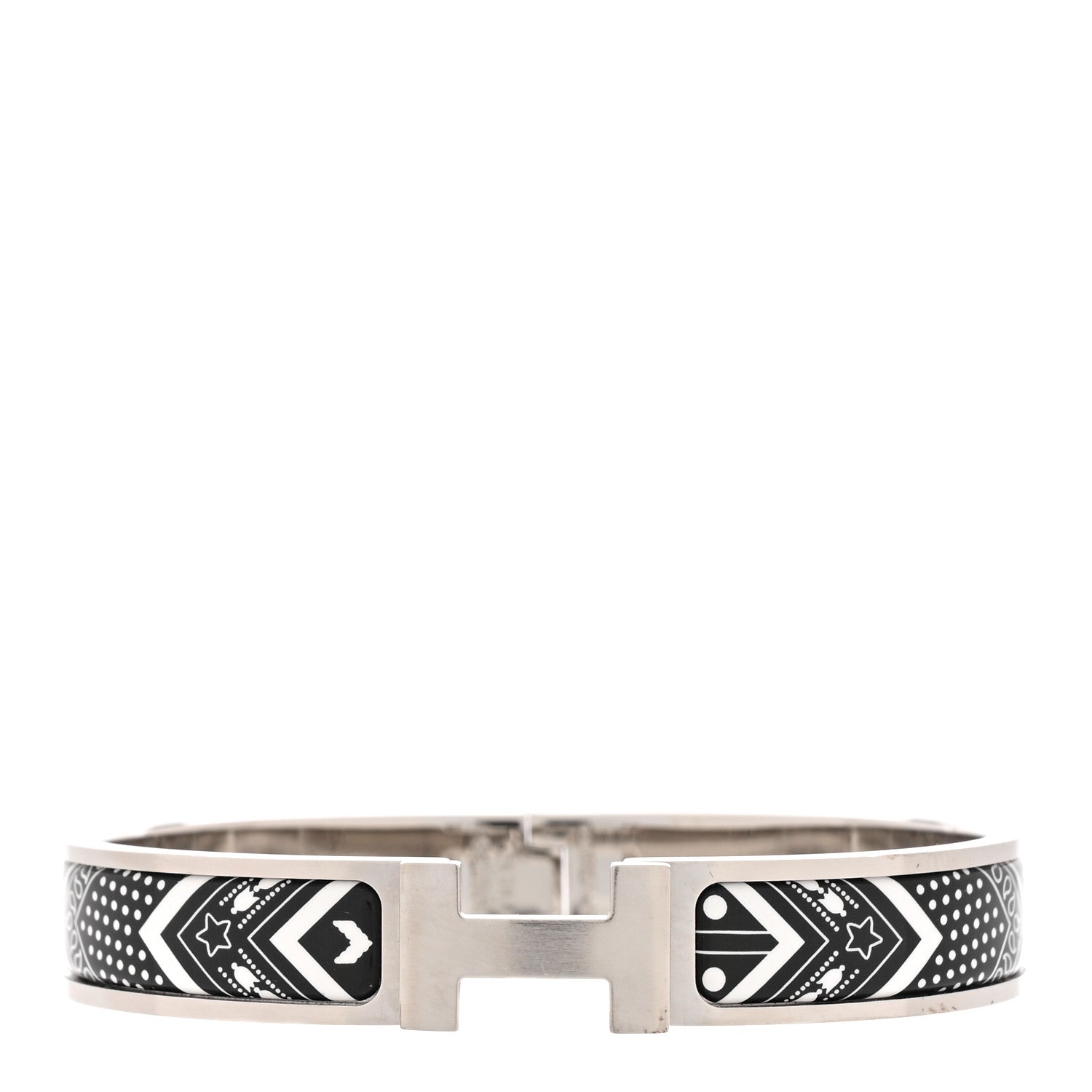 Bandana Enamel Narrow Clic Clac H Bracelet GM Black White