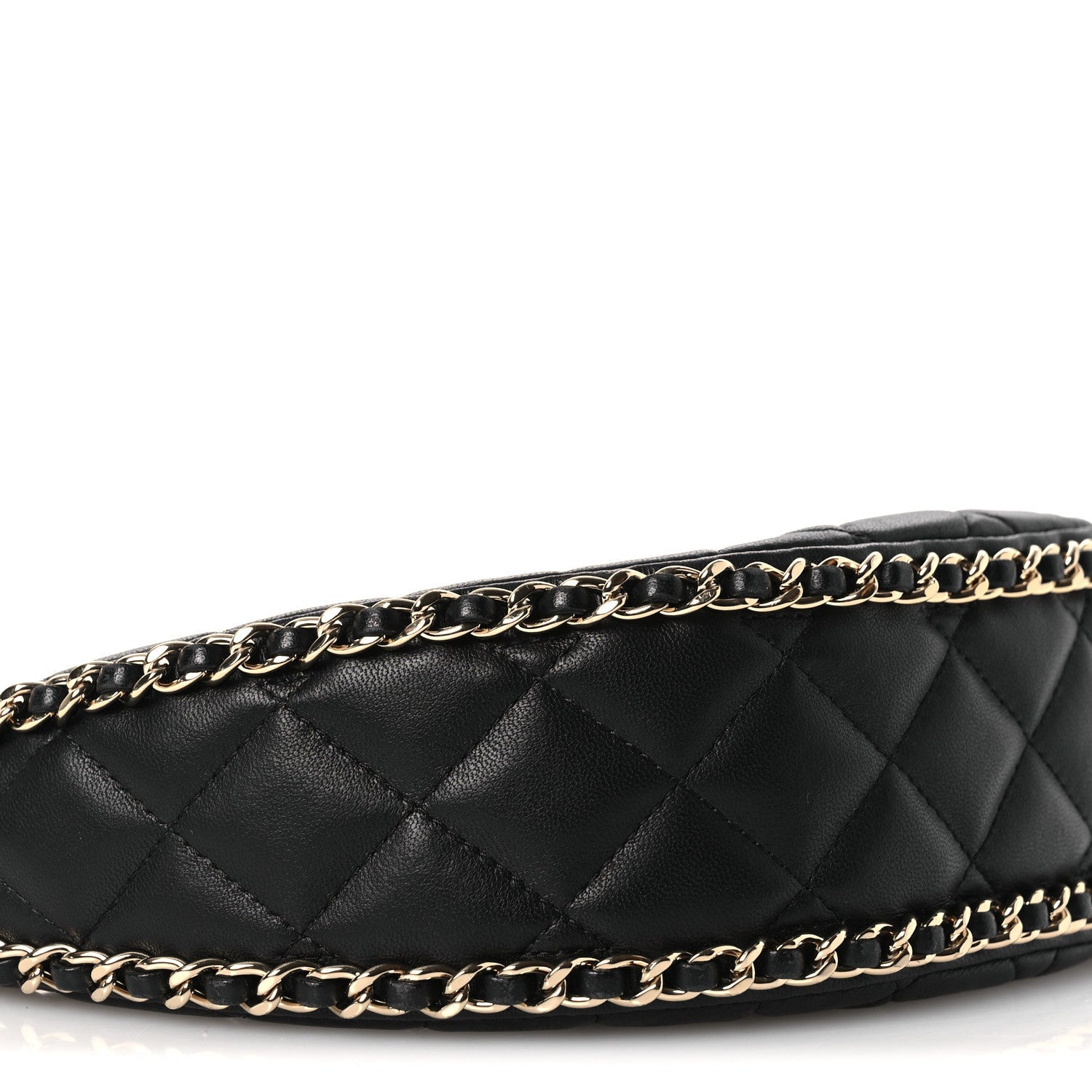Lambskin Quilted Small Hobo Bag Black