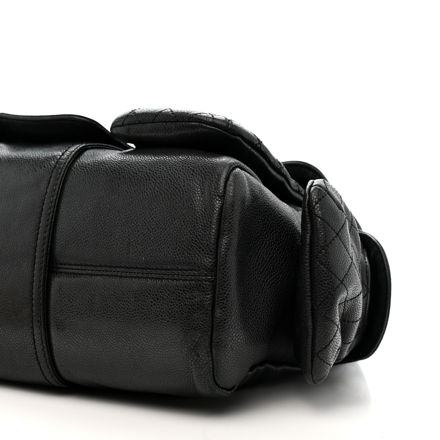 Glazed Caviar Large Coco Rider Flap Hobo Black