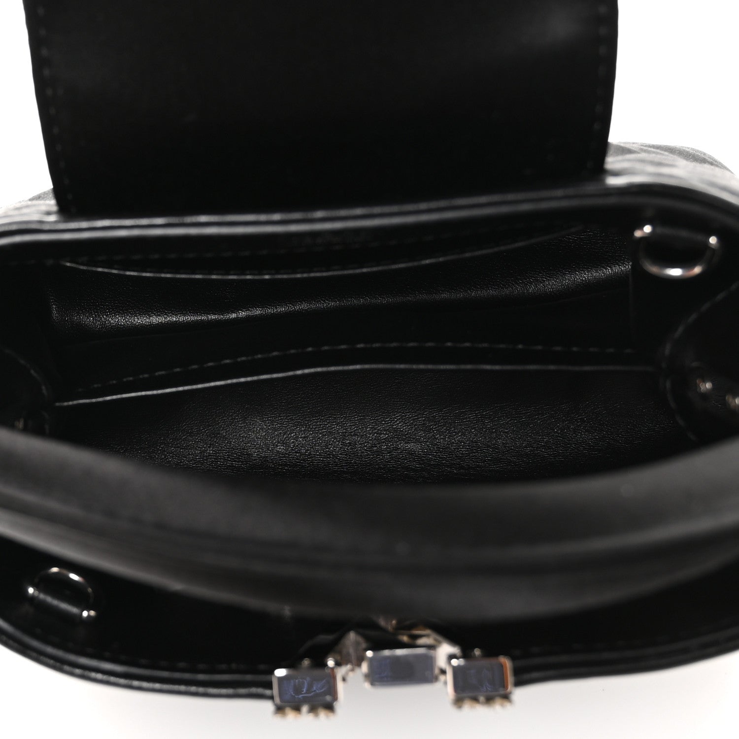 Satin Quilted Flower Crystal Mini Capucines Black