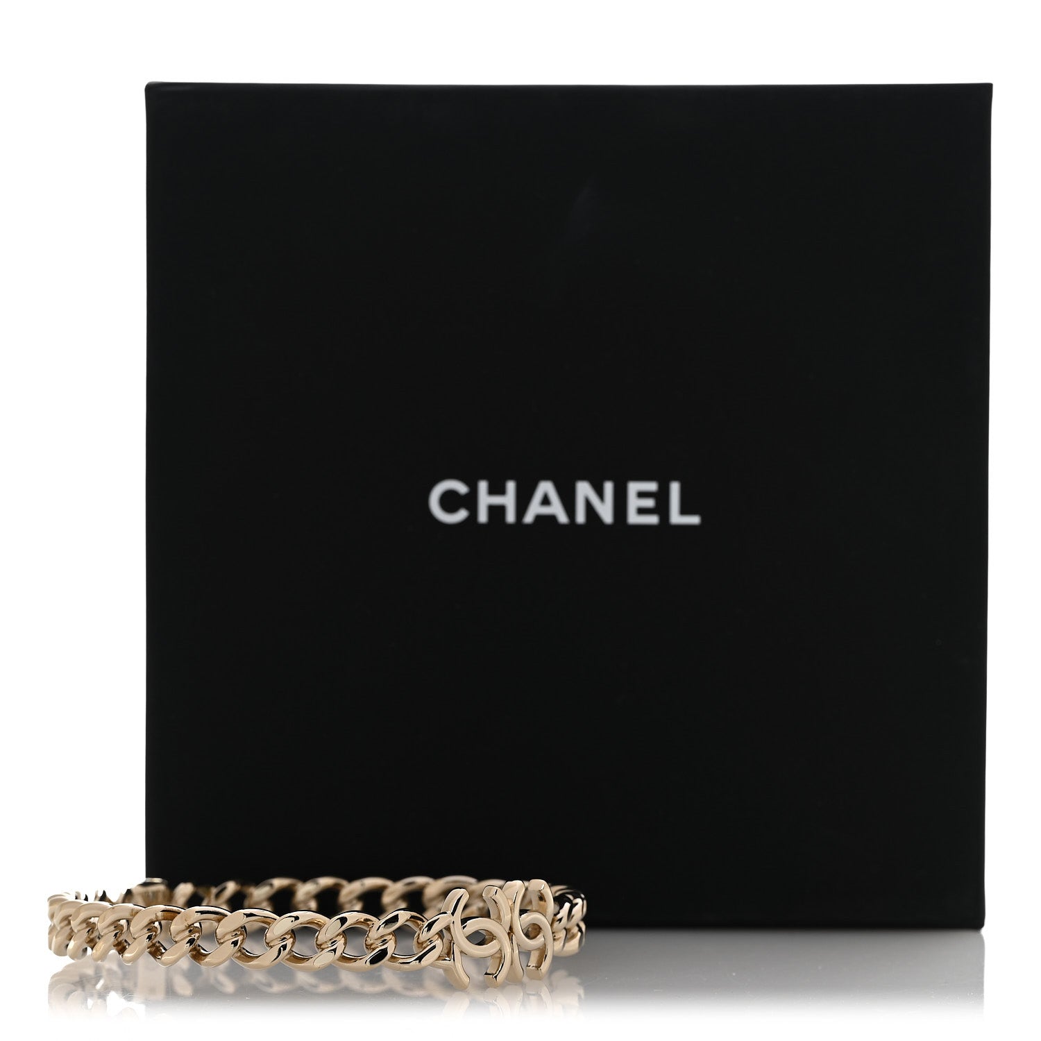 Metal CC Chain Link Choker Necklace M Gold