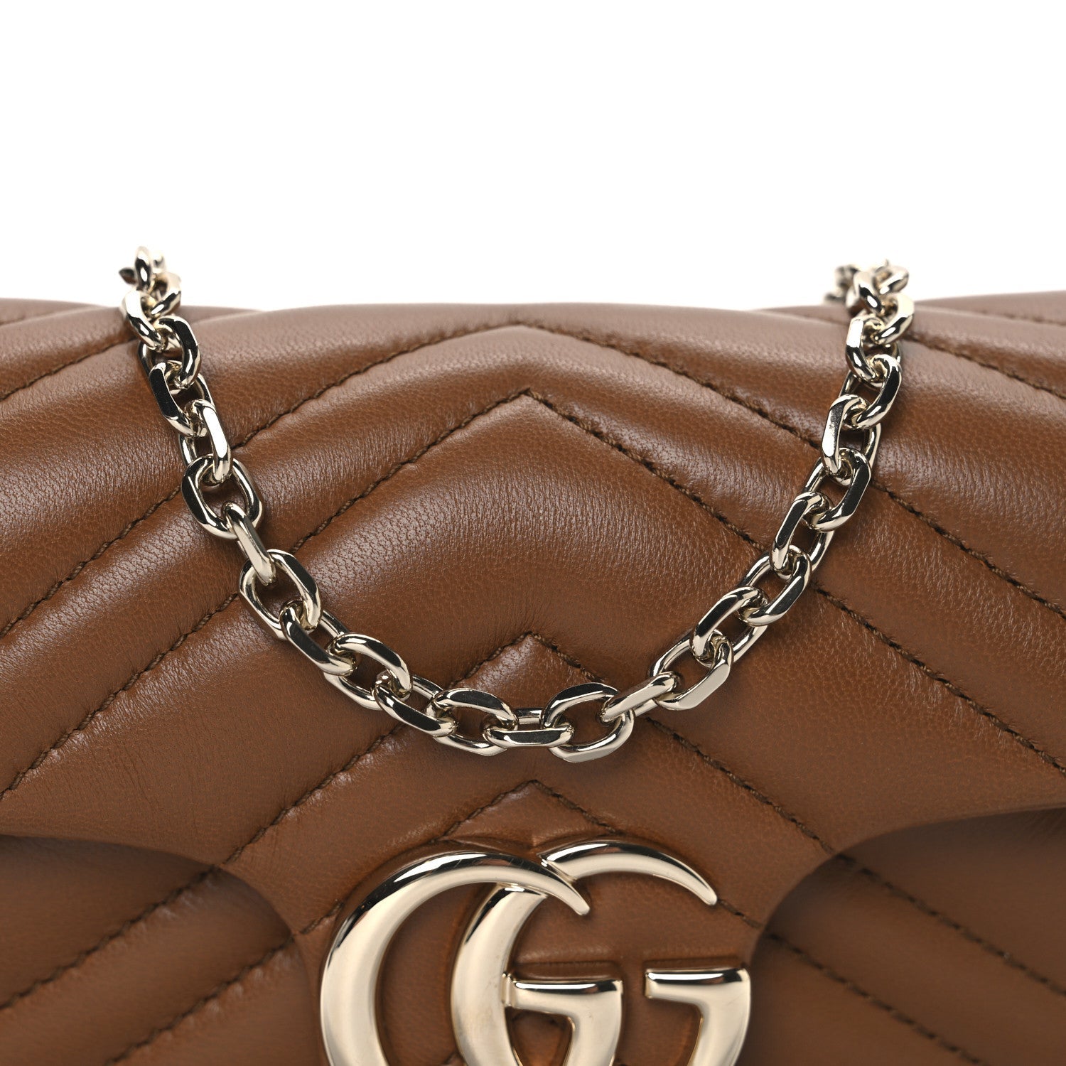 Lambskin Matelasse Mini GG Marmont Shoulder Bag Brown