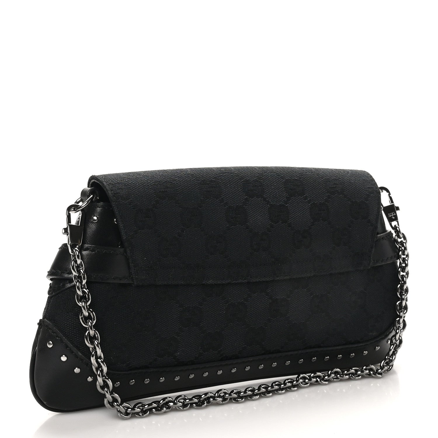 Monogram Studded Horsebit Clutch Black