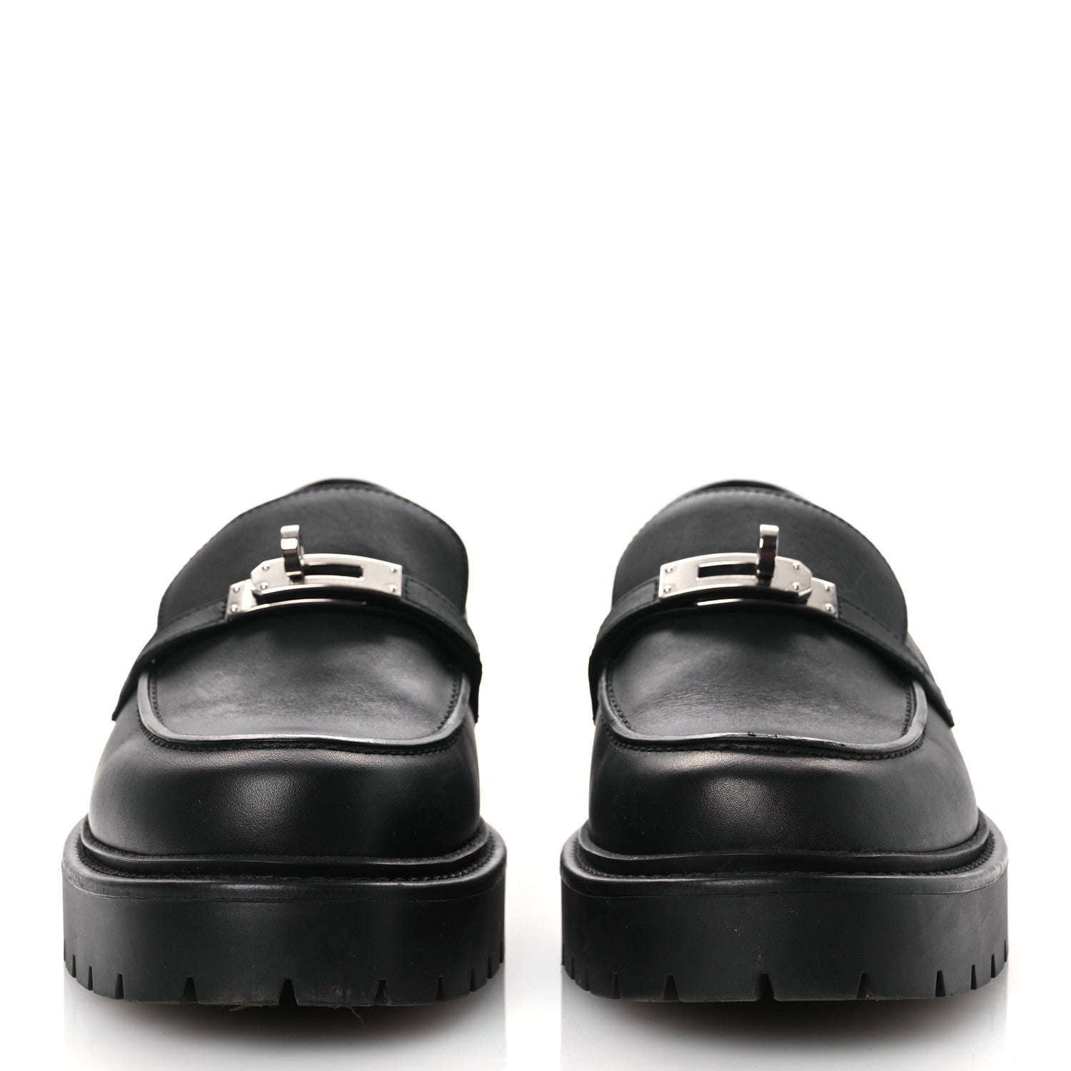 Calfskin Womens Icone Loafers 40 Black