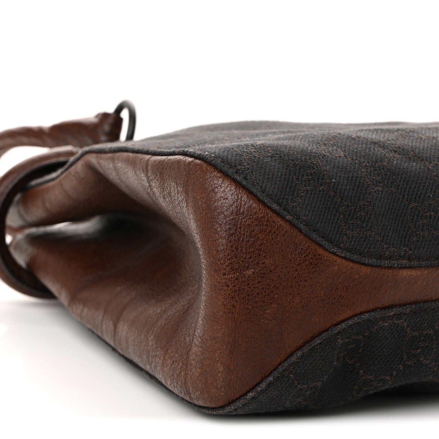Monogram Denim GG Shoulder Bag Black Brown