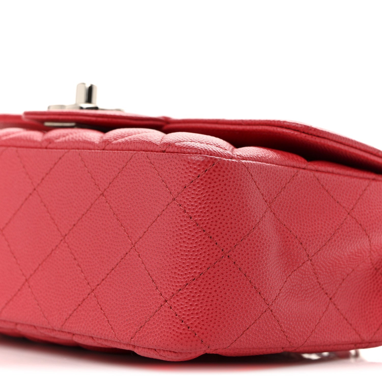 Caviar Quilted Mini Rectangular Flap Red