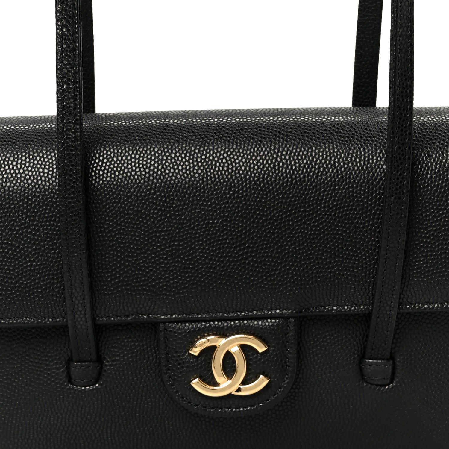Shiny Caviar Mini Preppy Coco Shoulder Bag Black