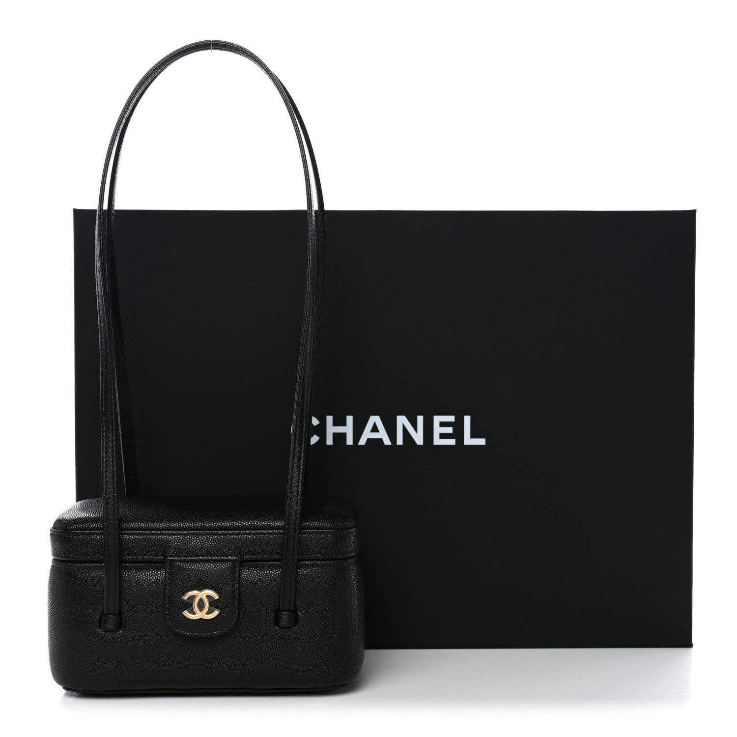Shiny Caviar Preppy Coco Vanity Black