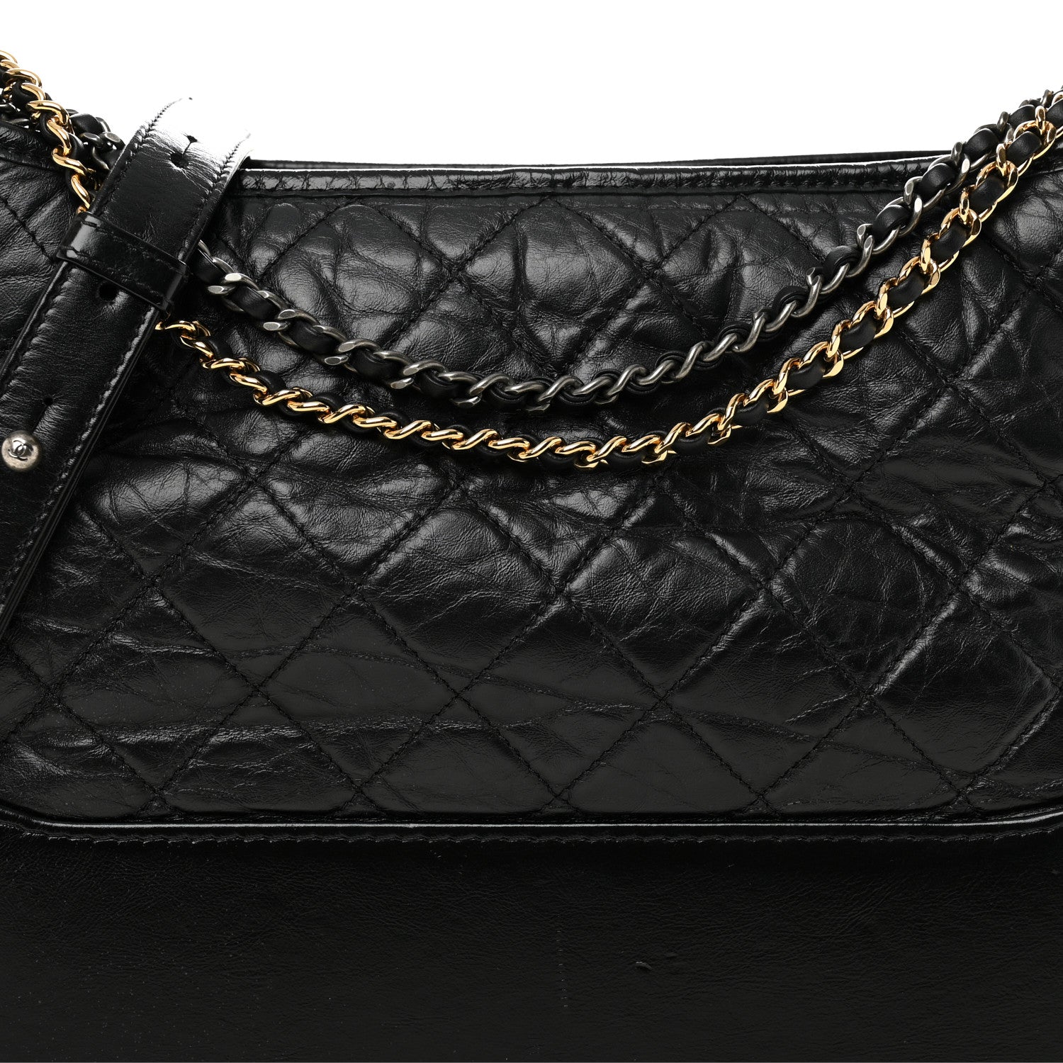 Aged Calfskin Quilted Medium Gabrielle Hobo Black