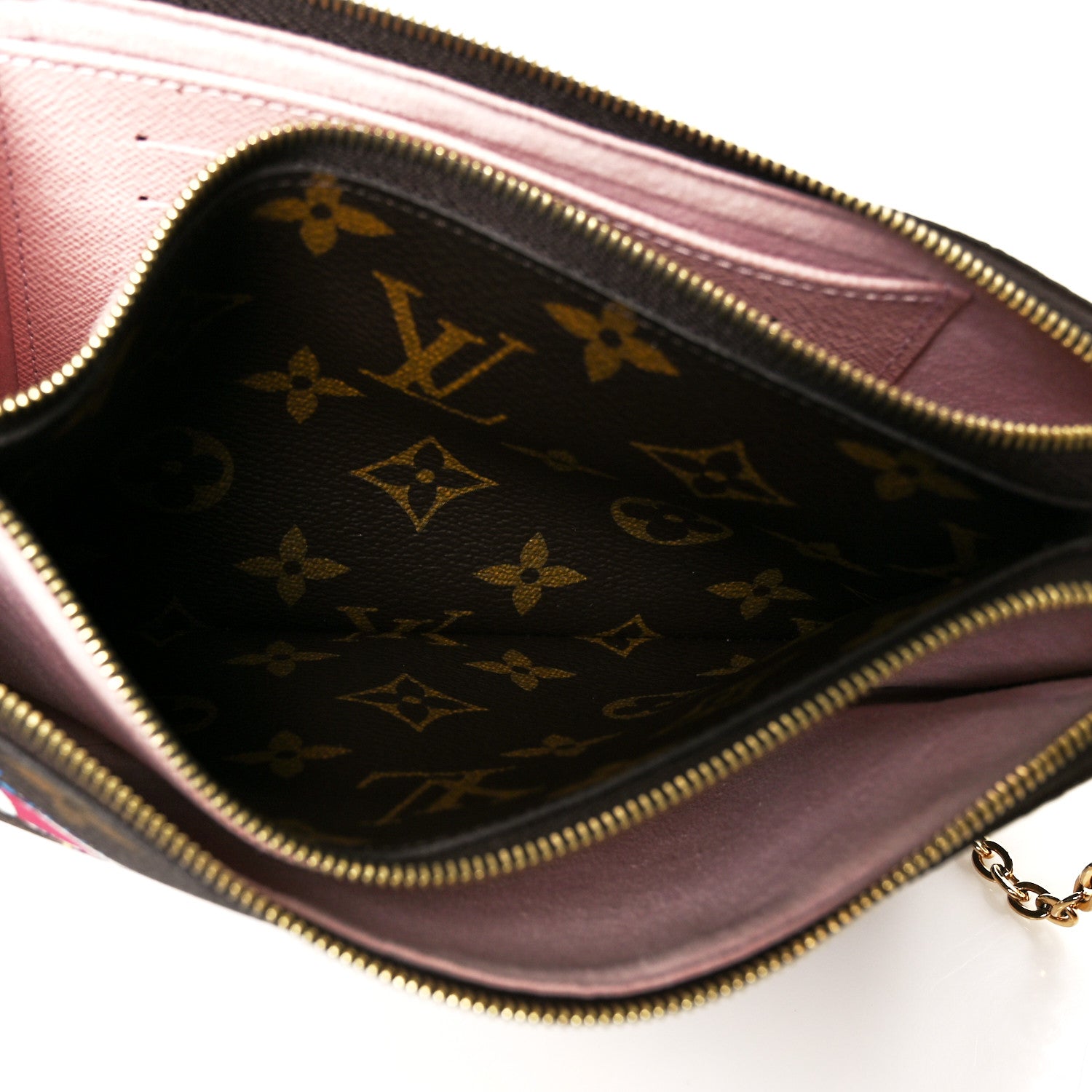 Monogram 2020 Christmas Animation Big Wheel Double Zip Pochette Rose Ballerine