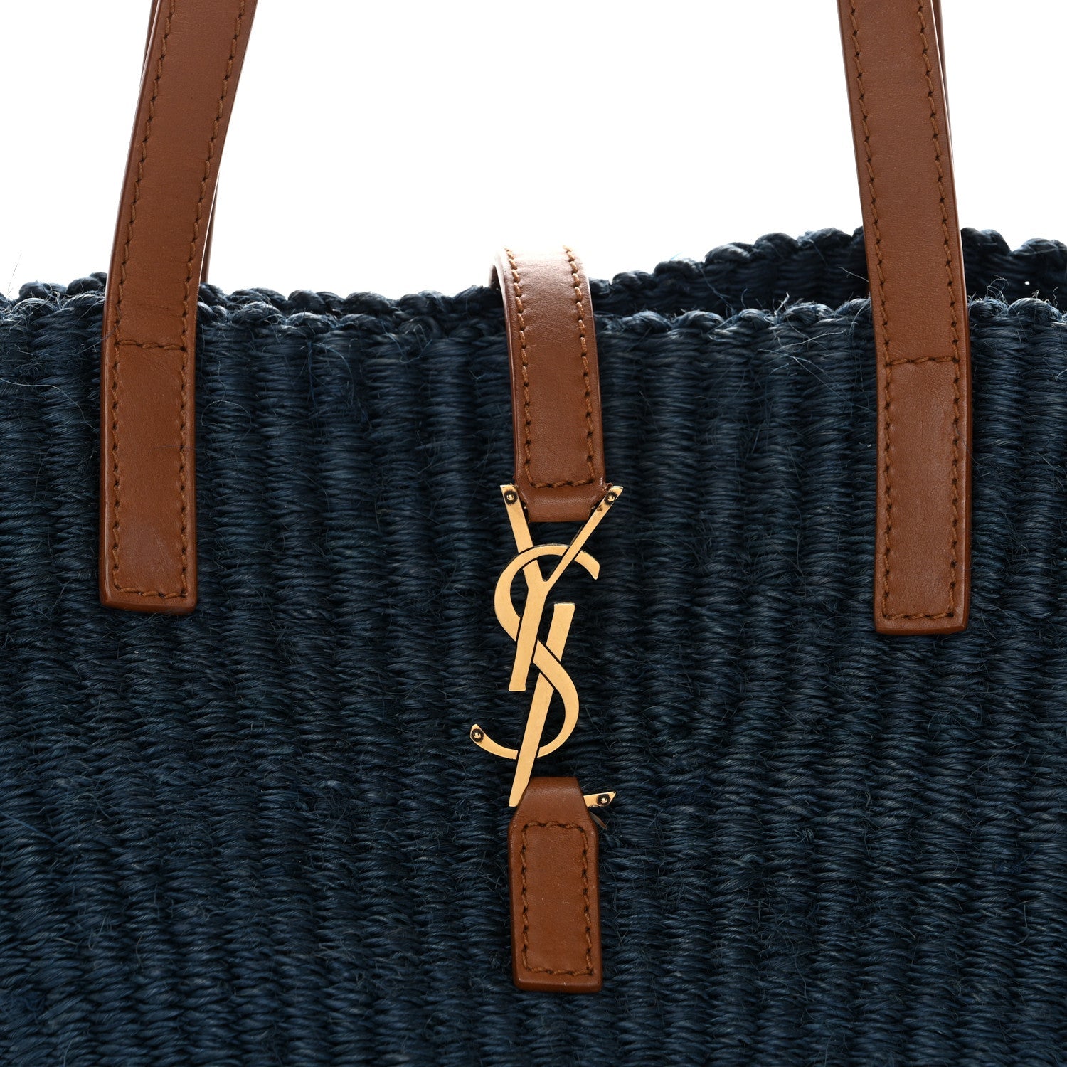 Raffia Calfskin Medium Panier Tote Blue Orchid Brick