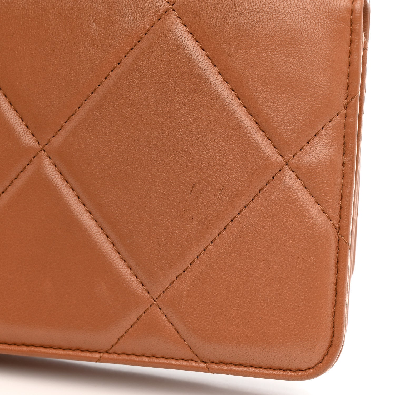 Lambskin Quilted Chanel 19 Wallet On Chain WOC Brown