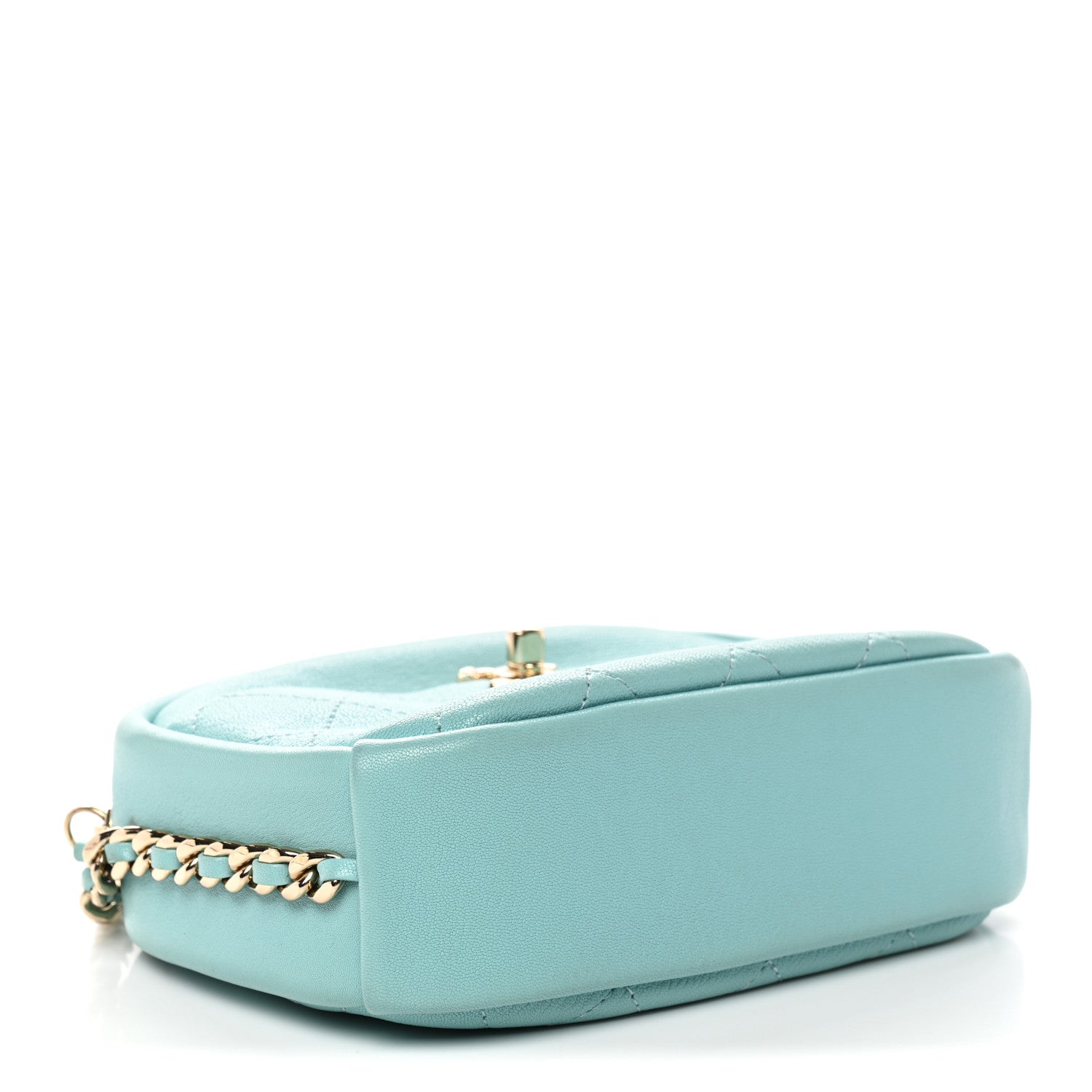 Goatskin Quilted Small Casual Trip Camera Case Light Blue