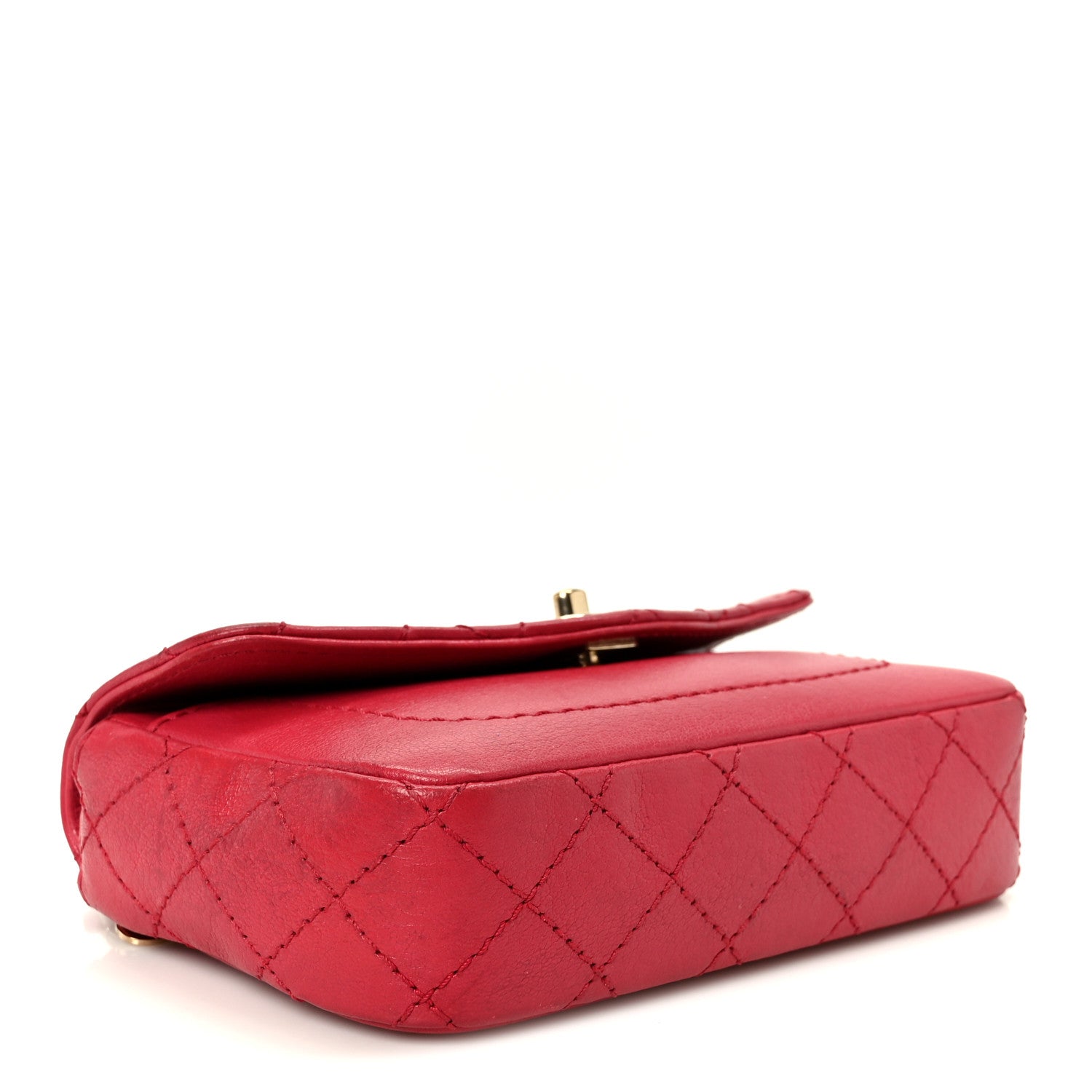 Goatskin Quilted Coco Curve Flap Messenger Flap Red