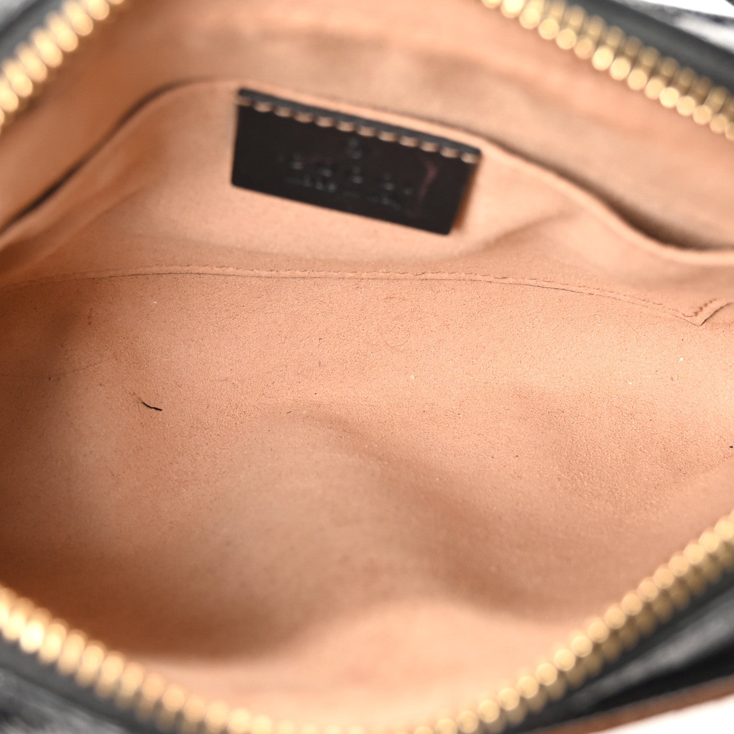 Suede Patent Web Mini Ophidia Shoulder Bag Nocciola Black