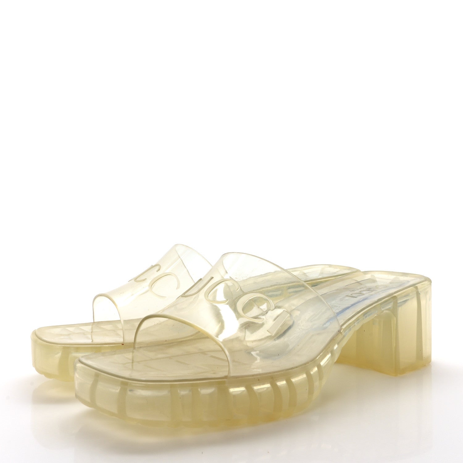 Rubber Gucci Logo Womens Platform 20/60mm Slide Sandals 39 Transparent