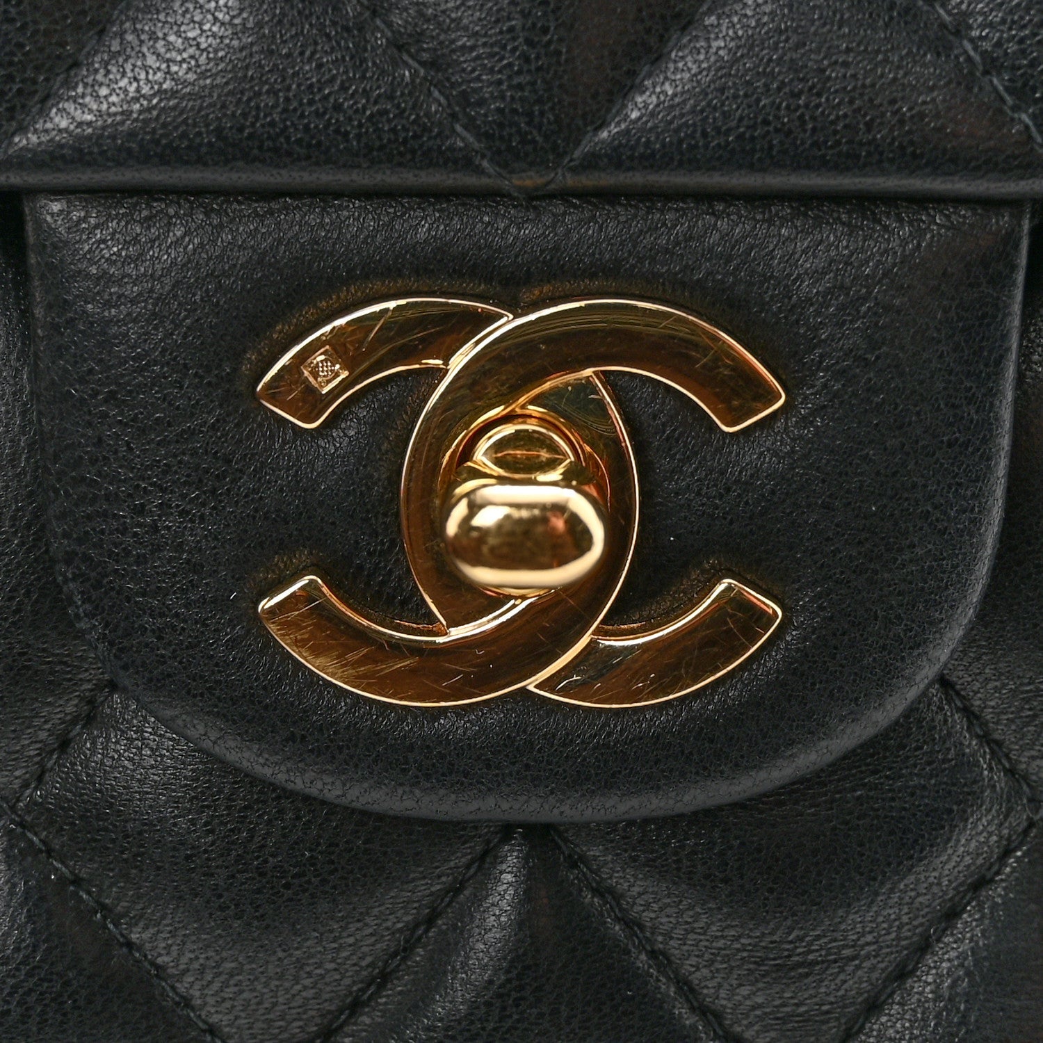 Lambskin Quilted Medium Double Flap Black