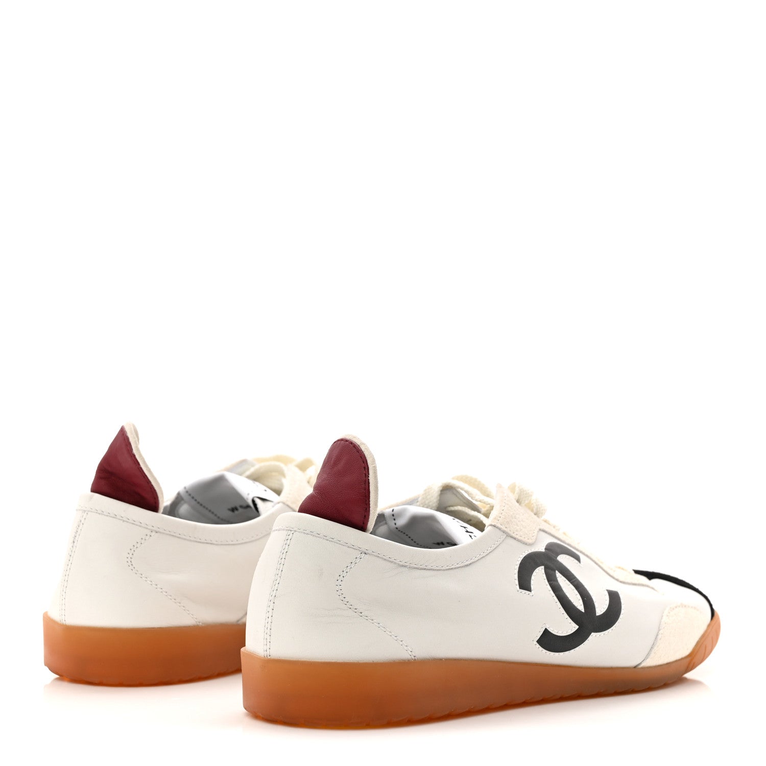 Calfskin Embossed Suede Sneakers 38 White Black