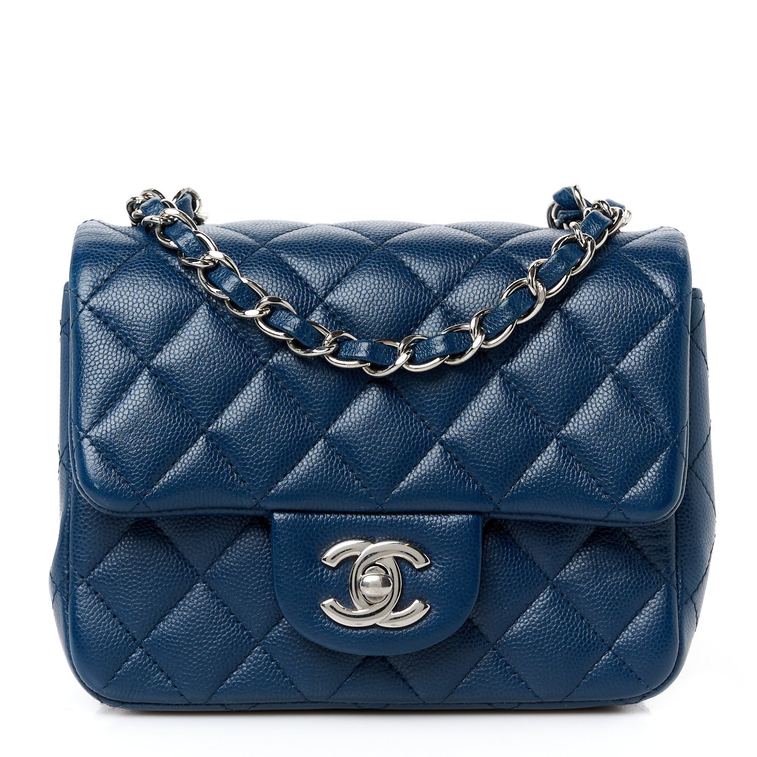 Caviar Quilted Mini Square Flap Navy