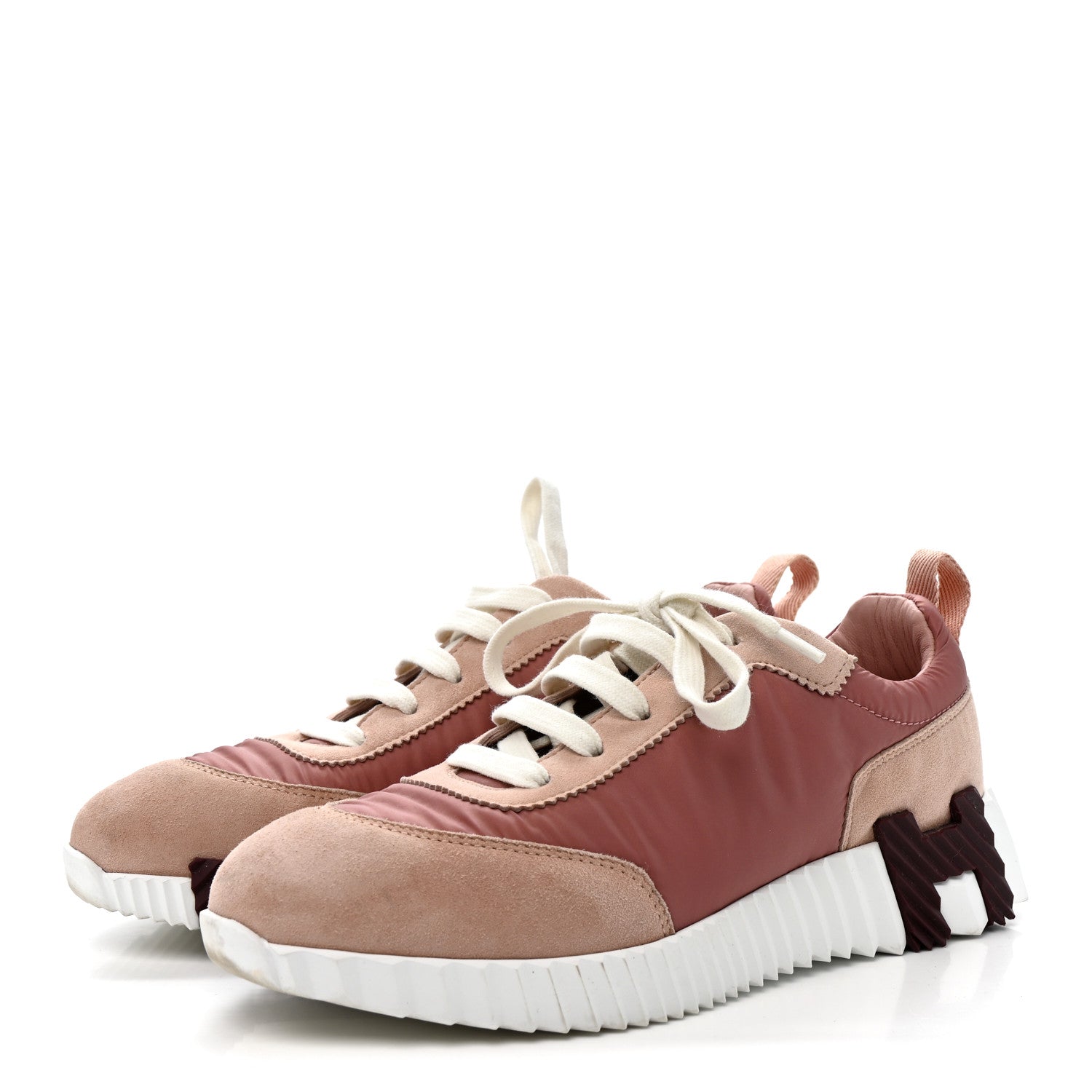 Parachute Fabric Suede Goatskin Bouncing Sneakers  Rose Rose Opaline