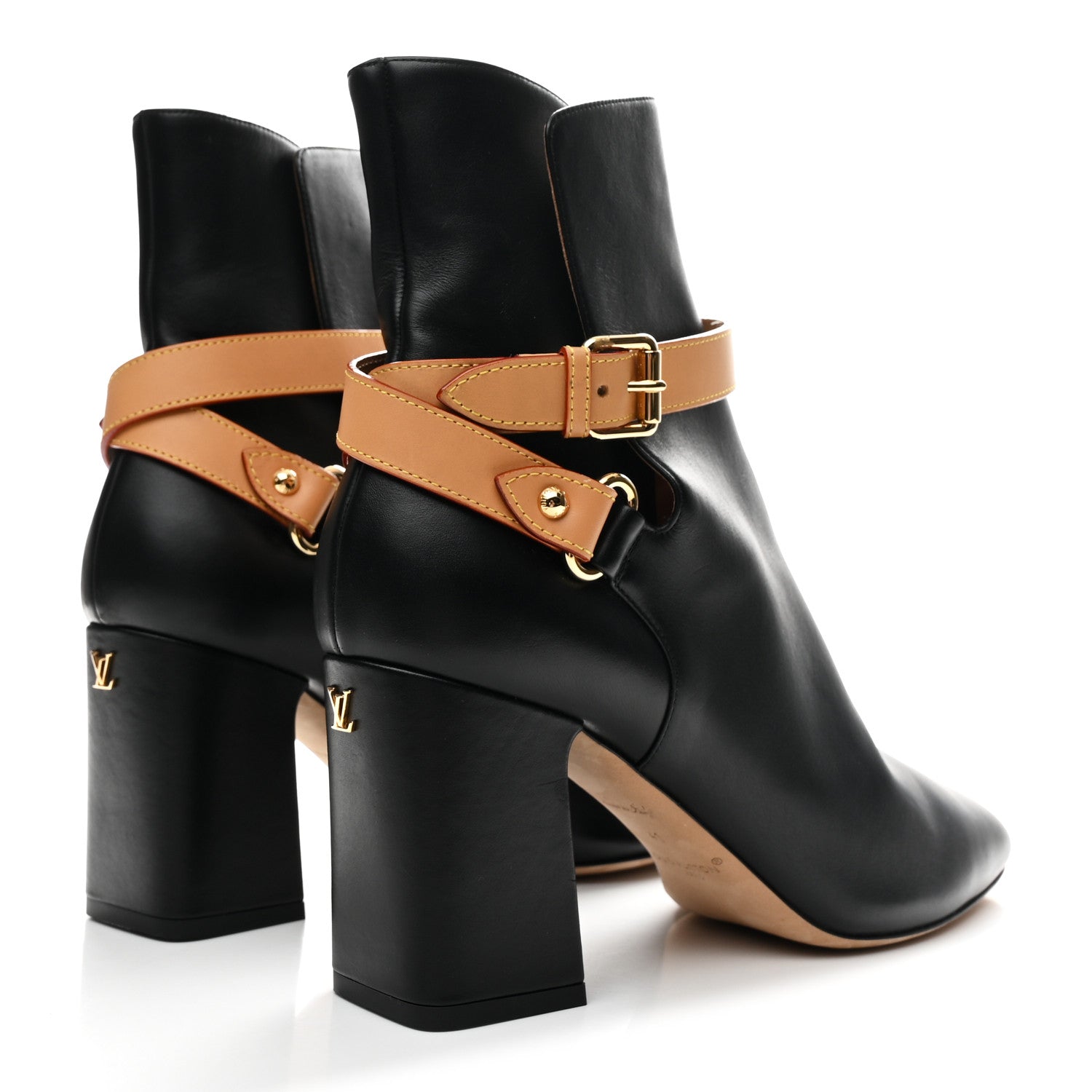 Calfskin Belted Ankle Boots 41 Black