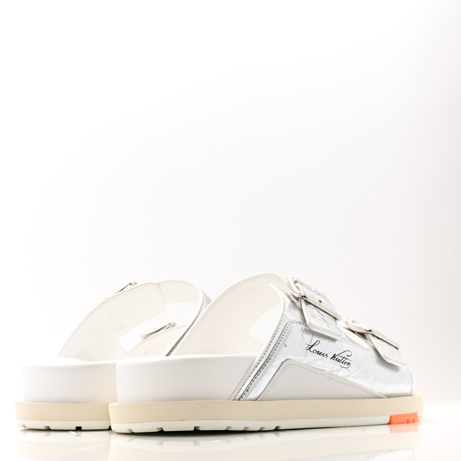 Metallic Mix Materials Mens LV Script Trainer Mules 11 Silver Multicolor