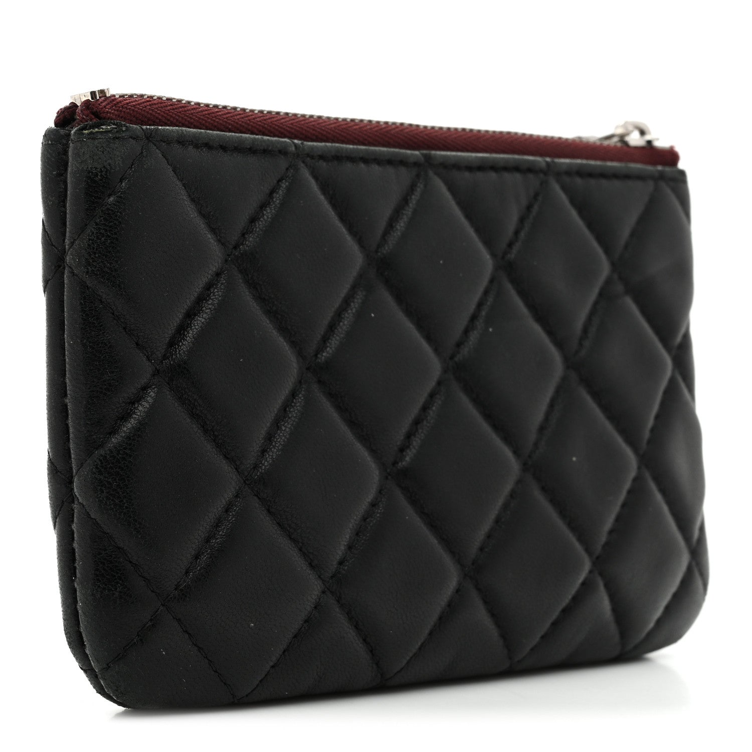 Lambskin Quilted Small Cosmetic Case Black