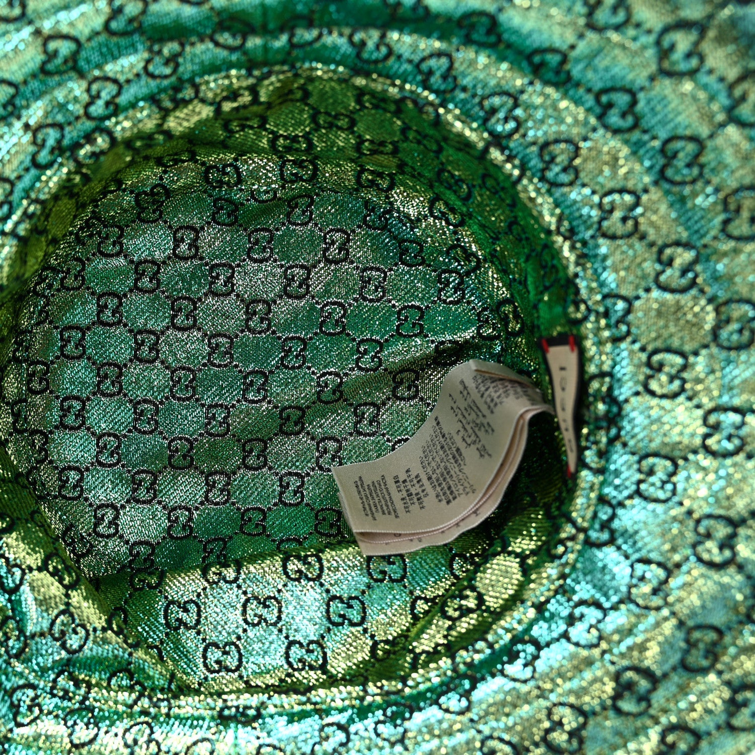 Canvas Lame GG Monogram Reversible Bucket Hat L Green