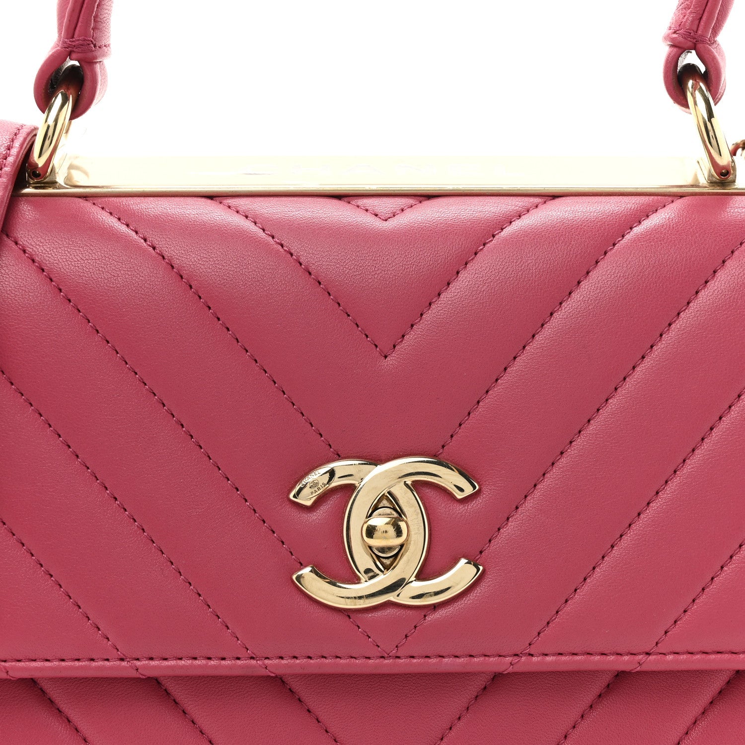Lambskin Chevron Quilted Small Trendy CC Dual Handle Flap Bag Pink