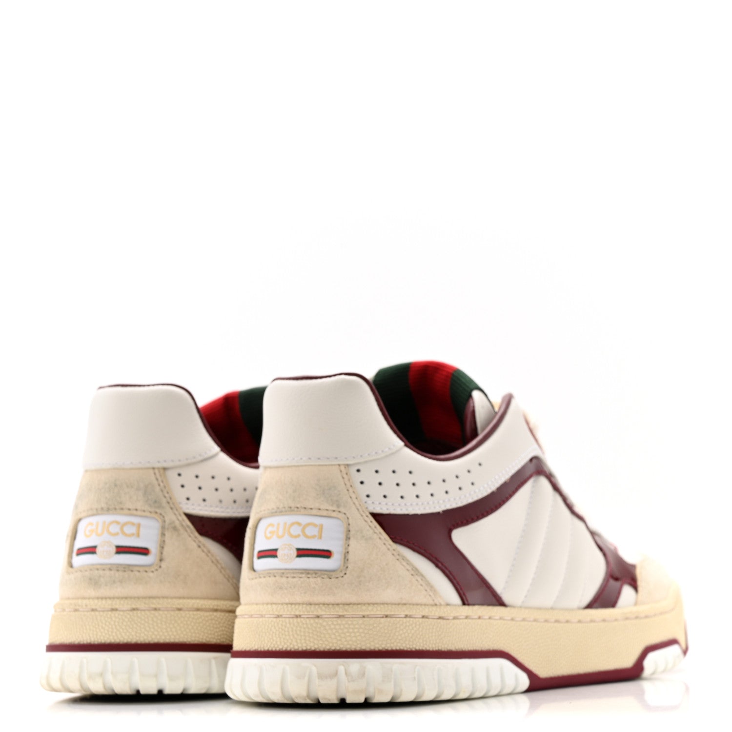 Calfskin Suede Womens Re-Web Sneakers  38 White Red
