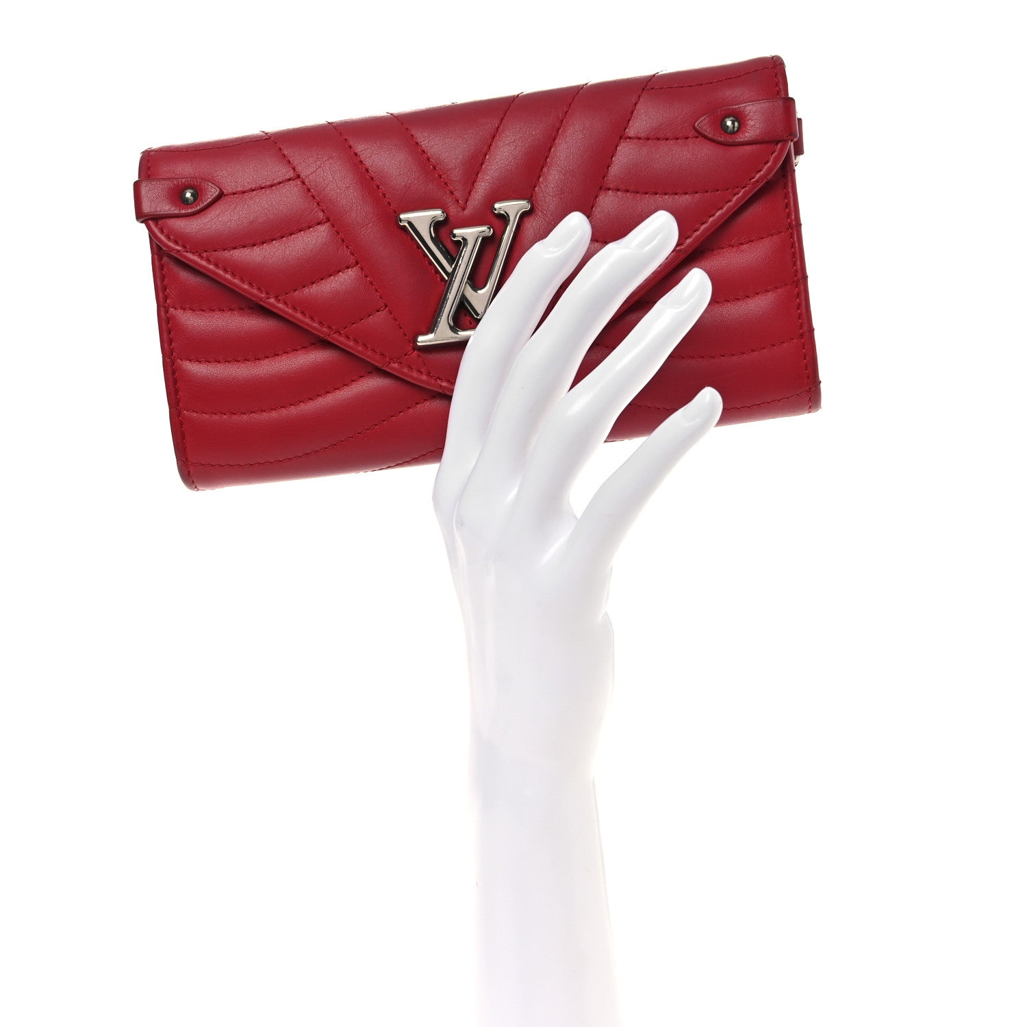 Calfskin New Wave Long Wallet Rouge