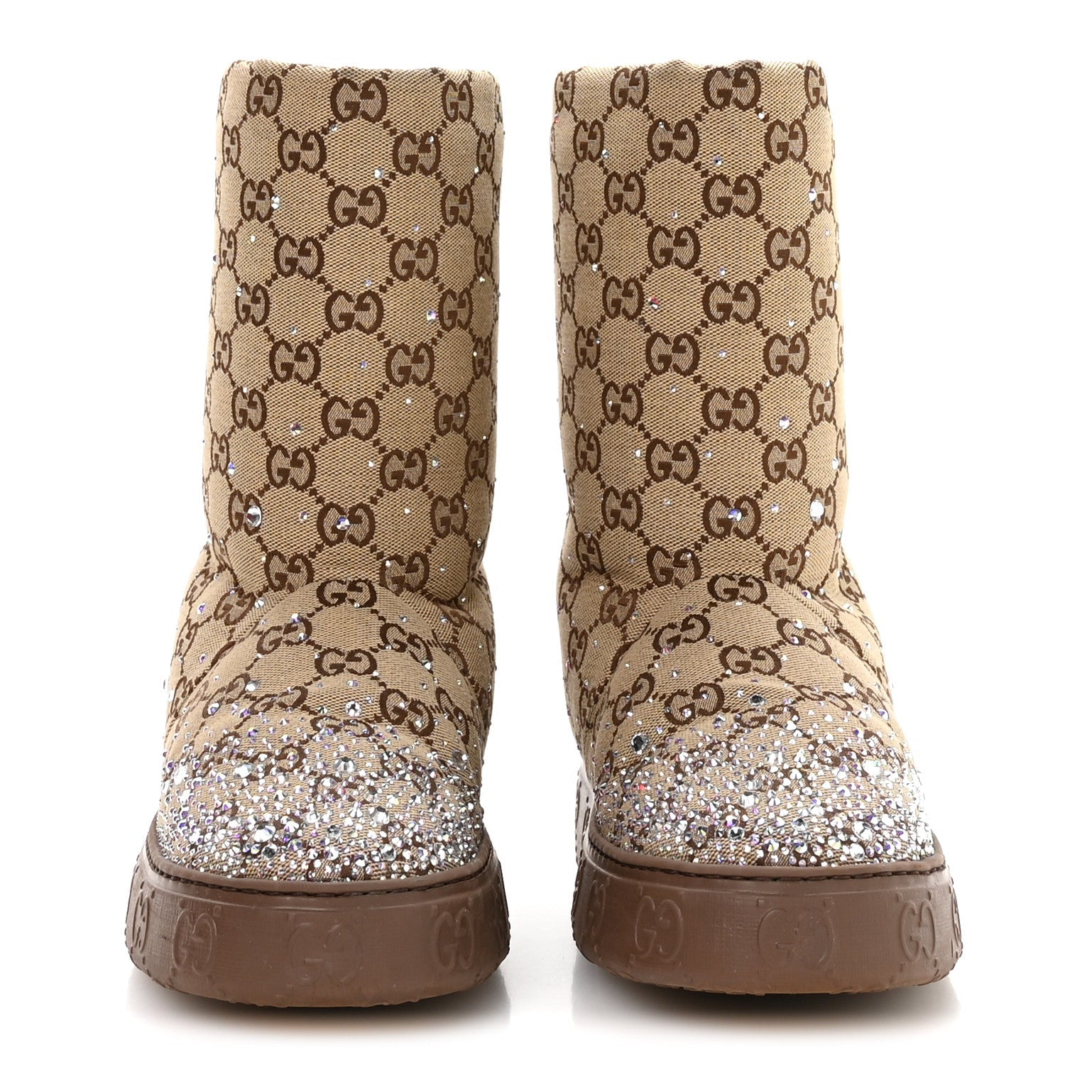 Monogram GG Strass Thermal Bootie 37 Camel Ebony