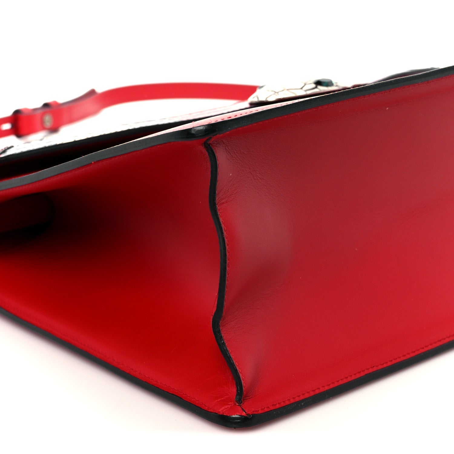 Calfskin Snakeskin Medium Lilith Top Handle Bag Red