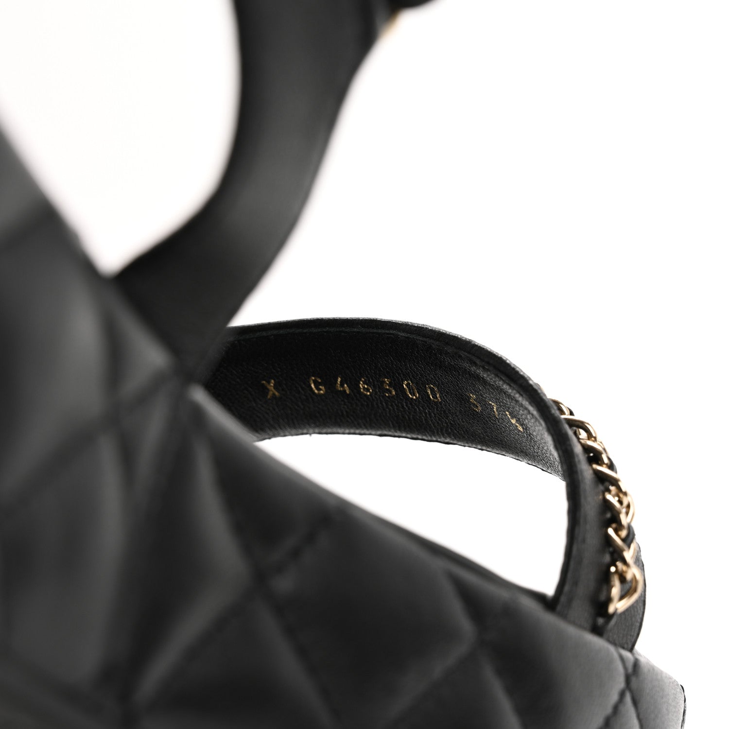 Lambskin Quilted Chain CC Platform Sandals 37.5 Black