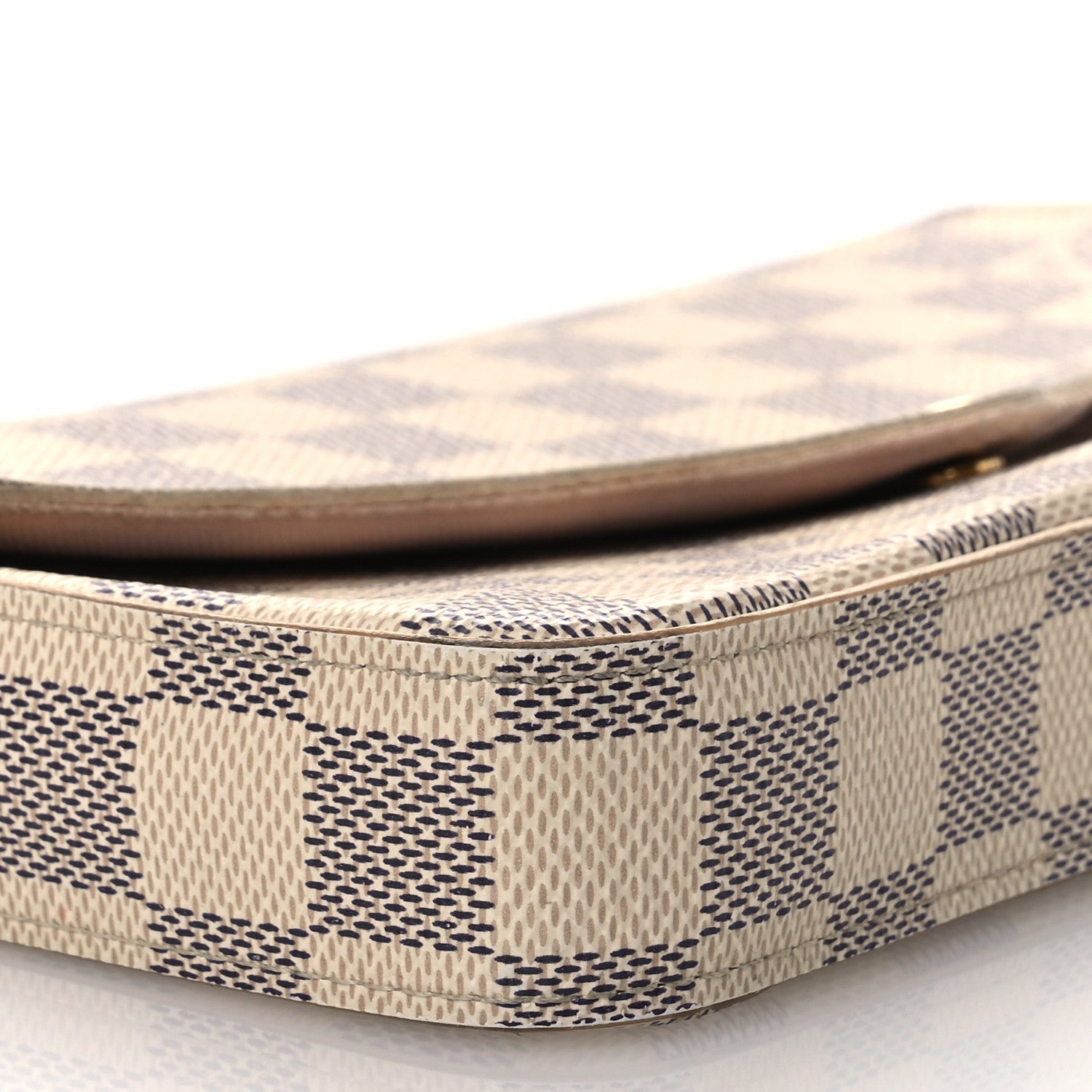 Damier Azur Pochette Felicie Chain Wallet Rose Ballerine