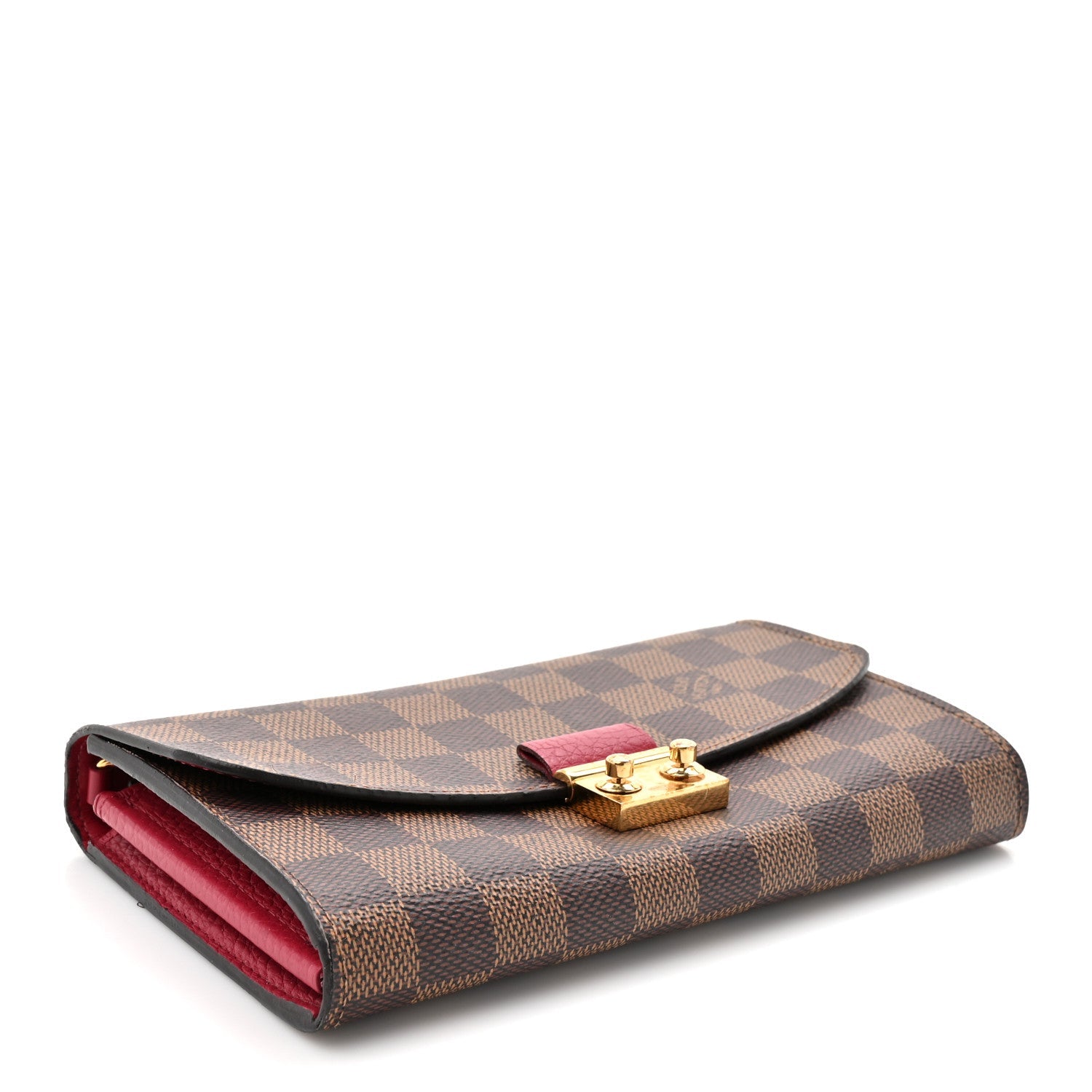 Damier Ebene Croisette Chain Wallet Scarlet