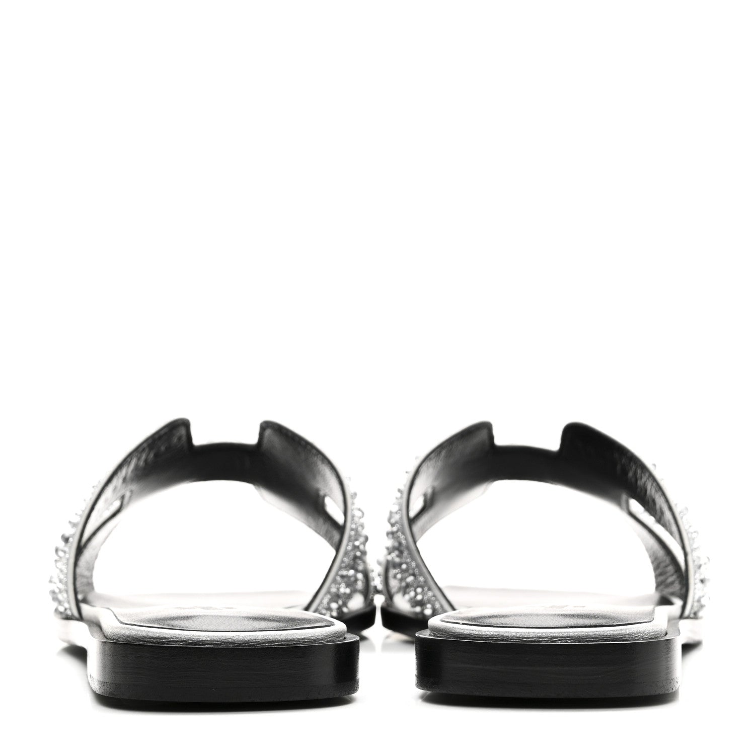 Velvet Goatskin Crystal Beads Oran Sandals 37 Gris Argente