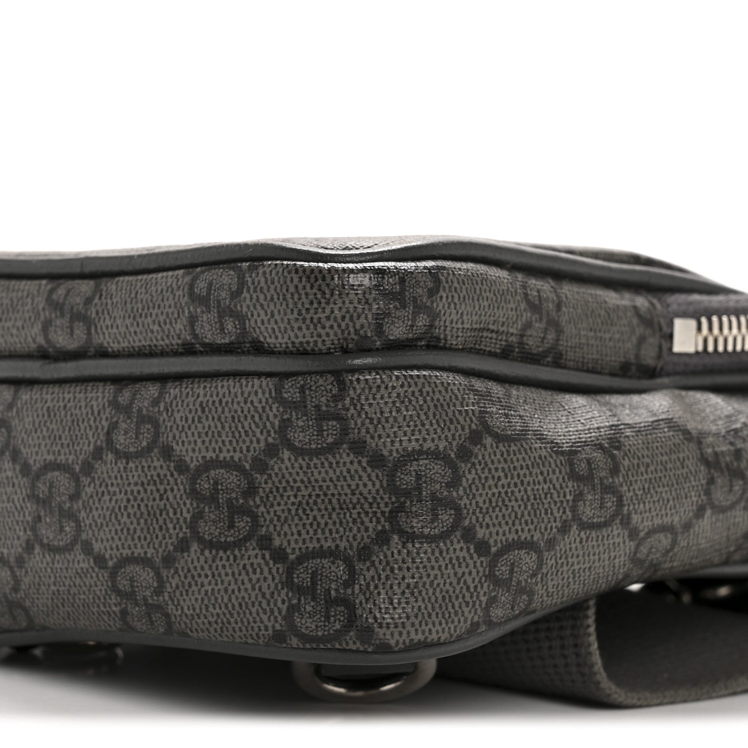 GG Supreme Monogram Textured Dollar Calfskin Mini Ophidia Messenger Grey Black Graphite Grey