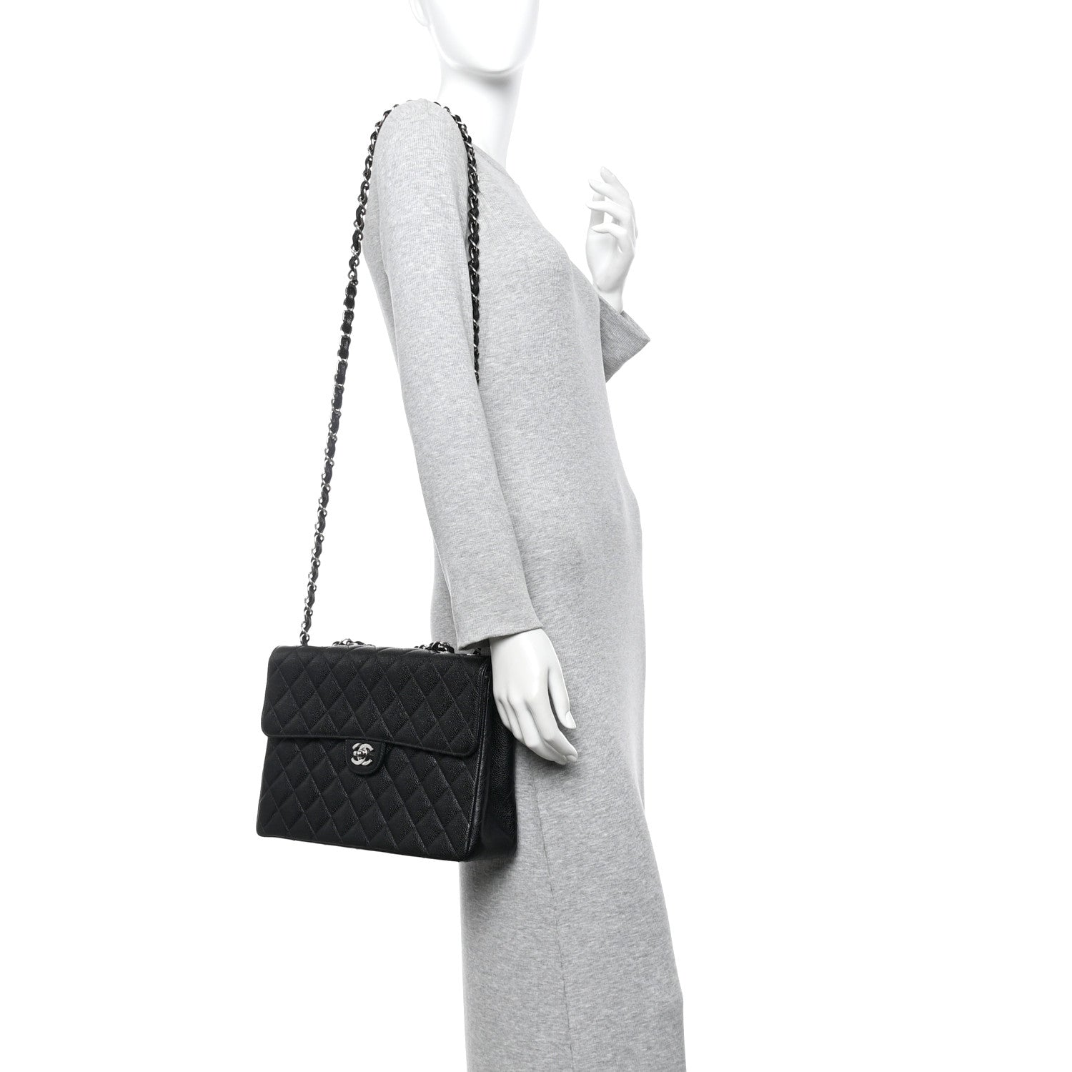 Caviar Jumbo Single Flap Black
