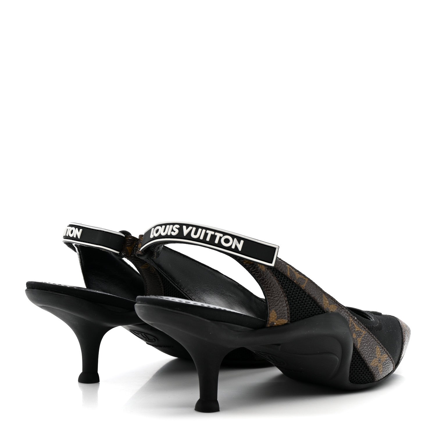 Patent Monogram Archlight Slingback Pumps Black