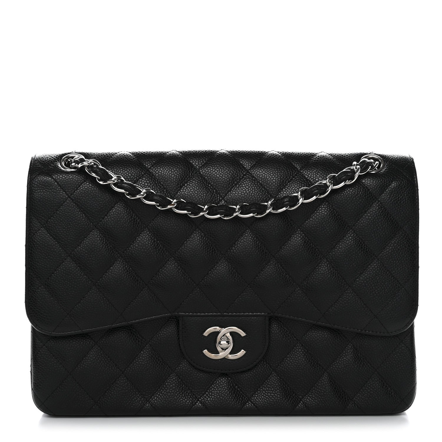 Caviar Quilted Jumbo Double Flap Black