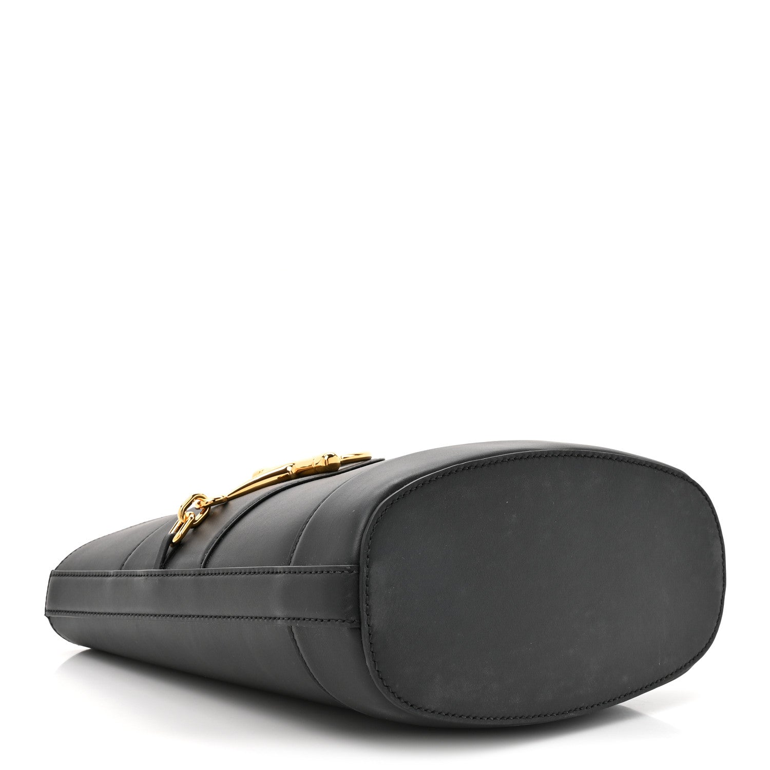 Arabella Calfskin Horsebit 73 Medium Bucket Bag Black