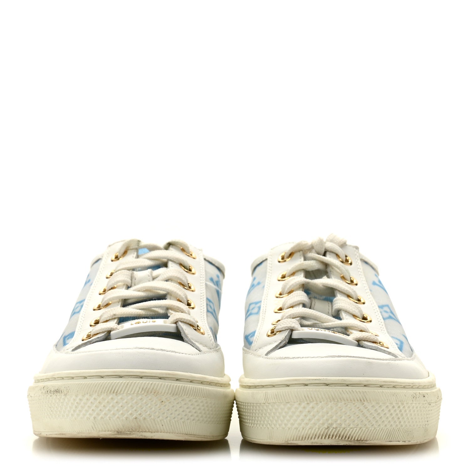 Technical Fabric Calfskin Monogram Stellar Sneakers 35  Blue
