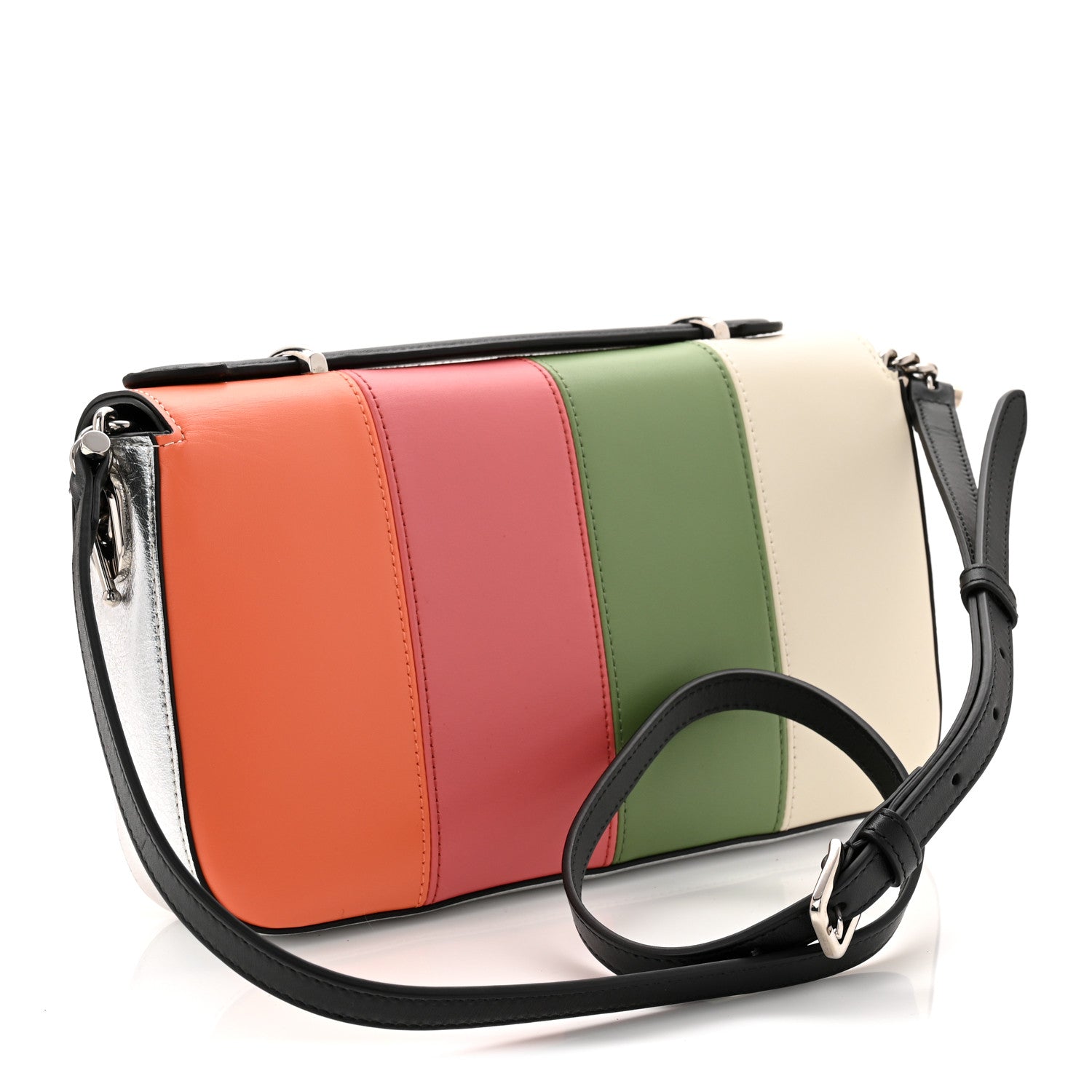 Senna Calfskin Petite GG Top Handle Shoulder Bag Mystic White Silver Multicolor