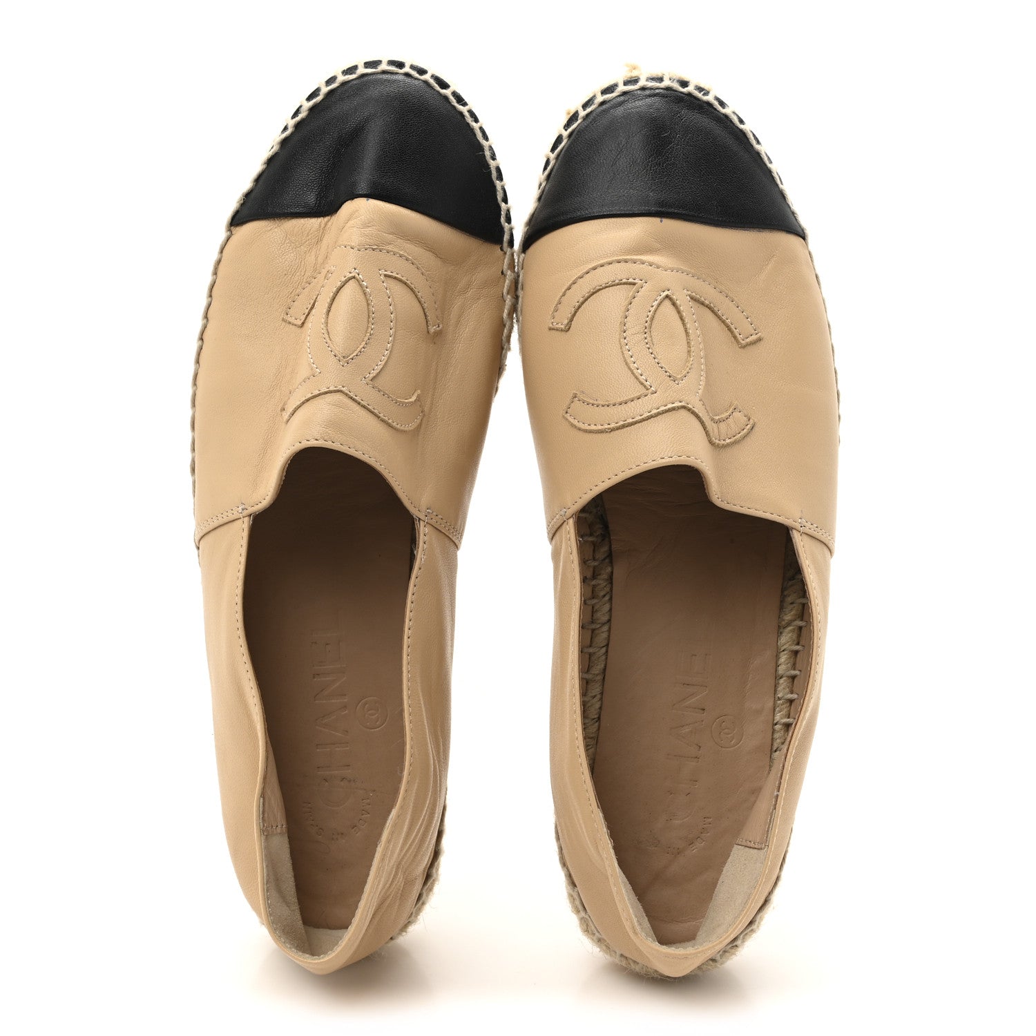 Lambskin CC Espadrilles 38 Beige Black