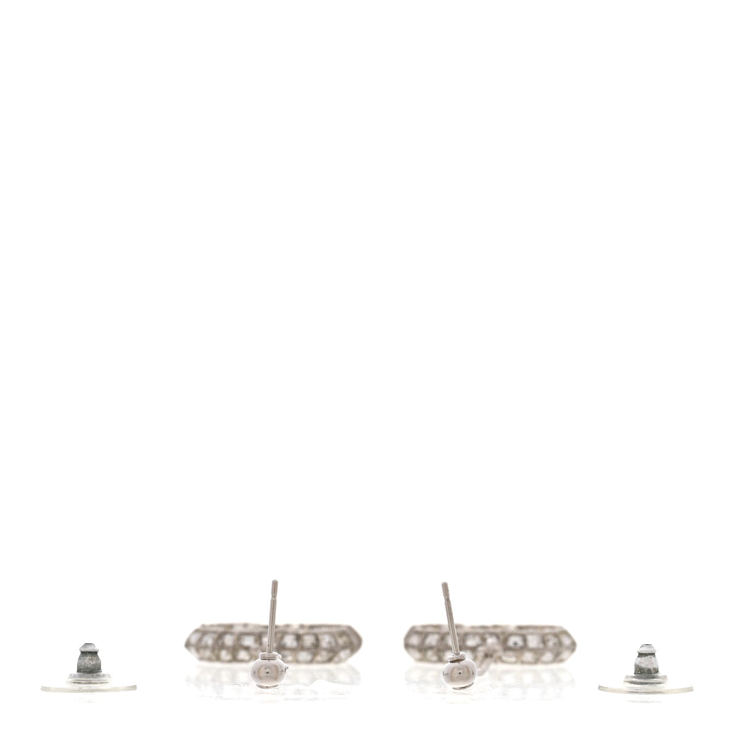 Baguette Crystal CC Drop Earrings Silver