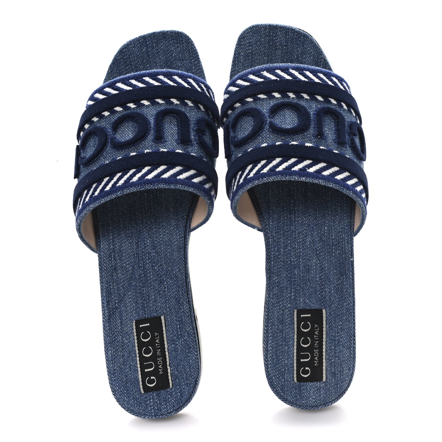 Plain Spain Denim Logo Slide Sandals 37.5 Light Blue