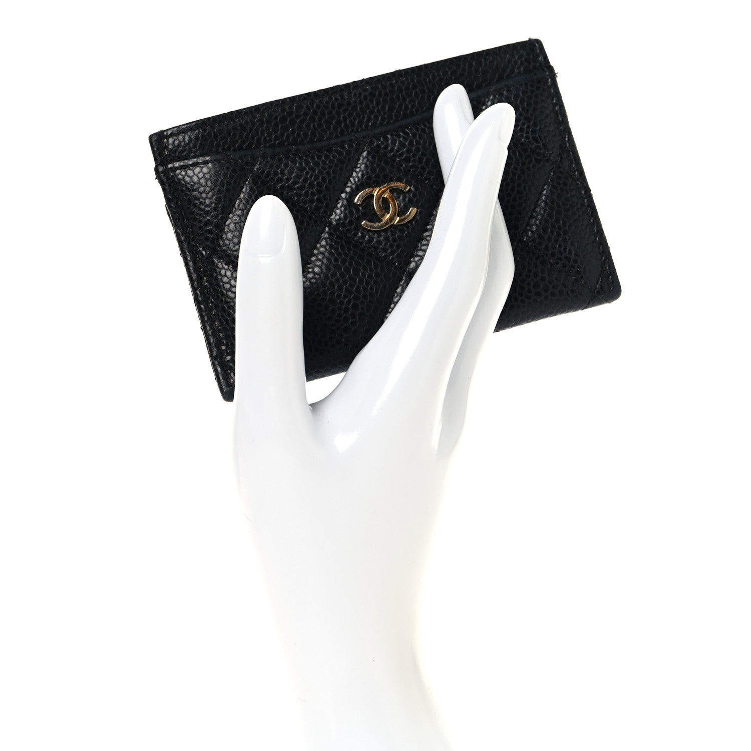 Caviar Quilted Card Holder Black